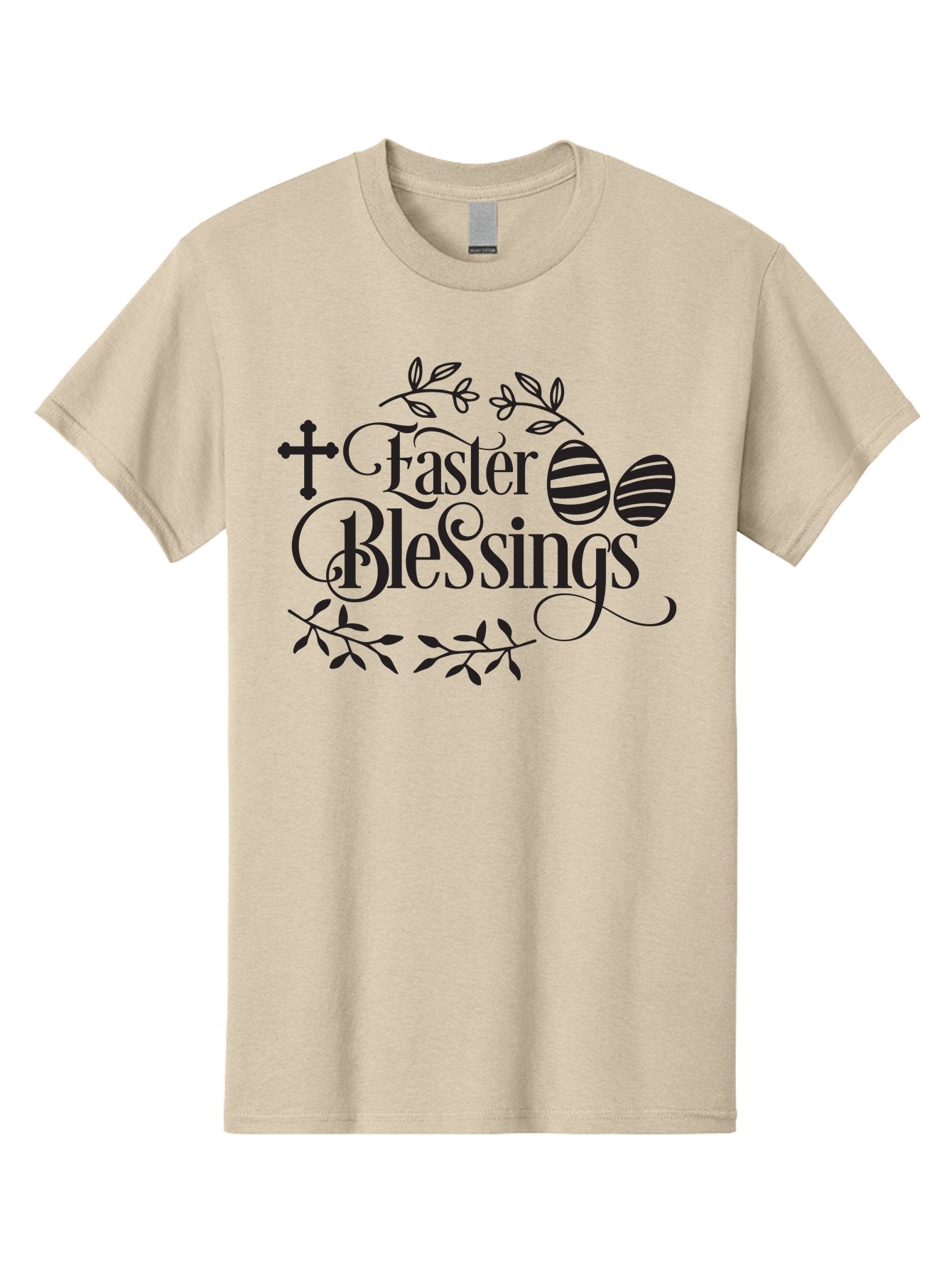 Faster-Blessings Men'S Graphic Tee, 100% Cotton, Comfortable Casual Summer Wear, Machine Washable, Easter Eggs, Easter Blessings, Christian Easter, Decorated Eggs, Spiritual Easter Wishes, Faith-Based Easter Greetings, Easter Cross, Aac709 8