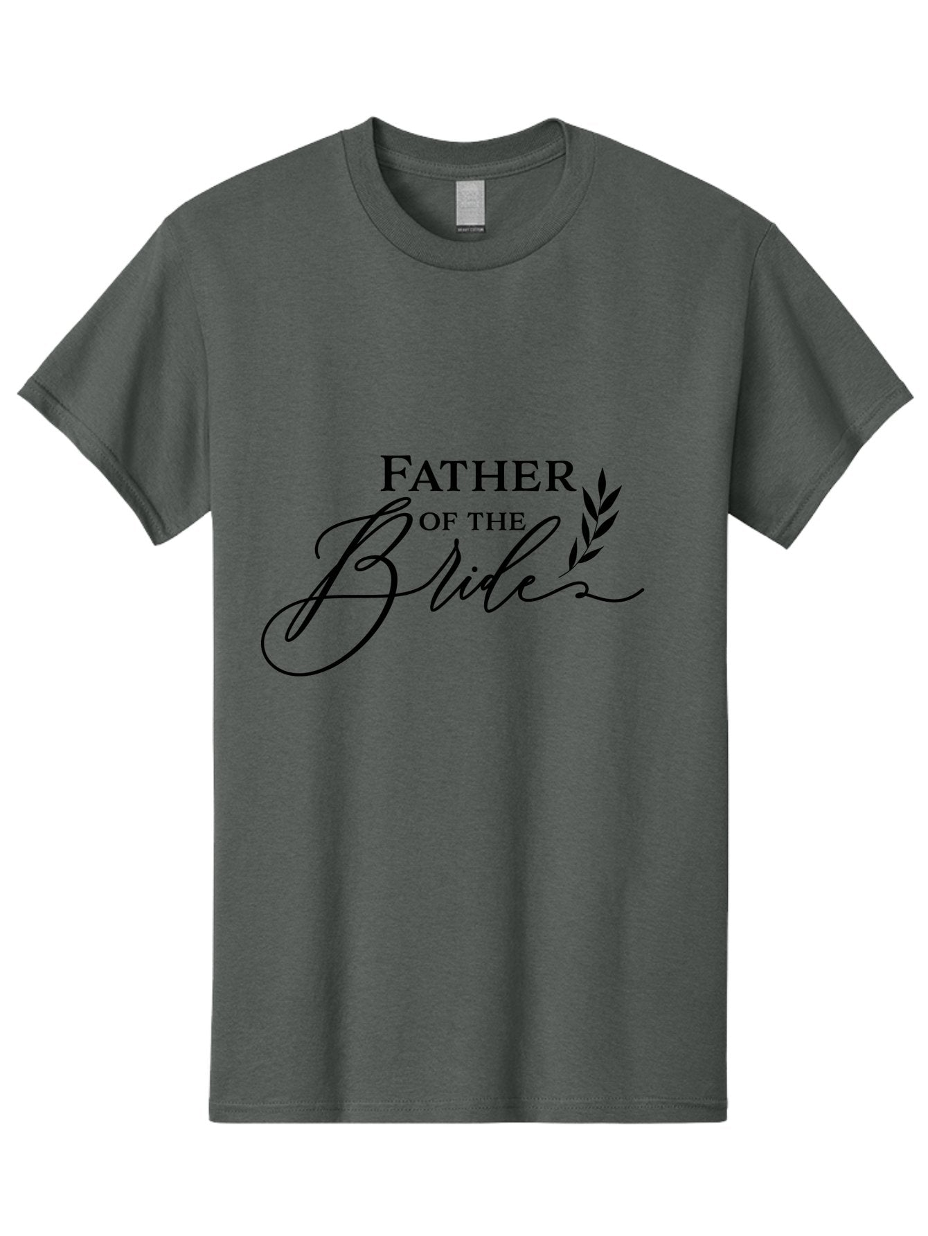 Father-Of-The-Bride Men'S Graphic Tee, 100% Cotton, Comfortable Casual Summer Wear, Machine Washable, Father Of The Bride, Wedding Theme, Family Love, Special Day, Wedding Day, Laurel Leaves, Elegant Script, Calligraphy Font, Unique Gift, Aac711 8