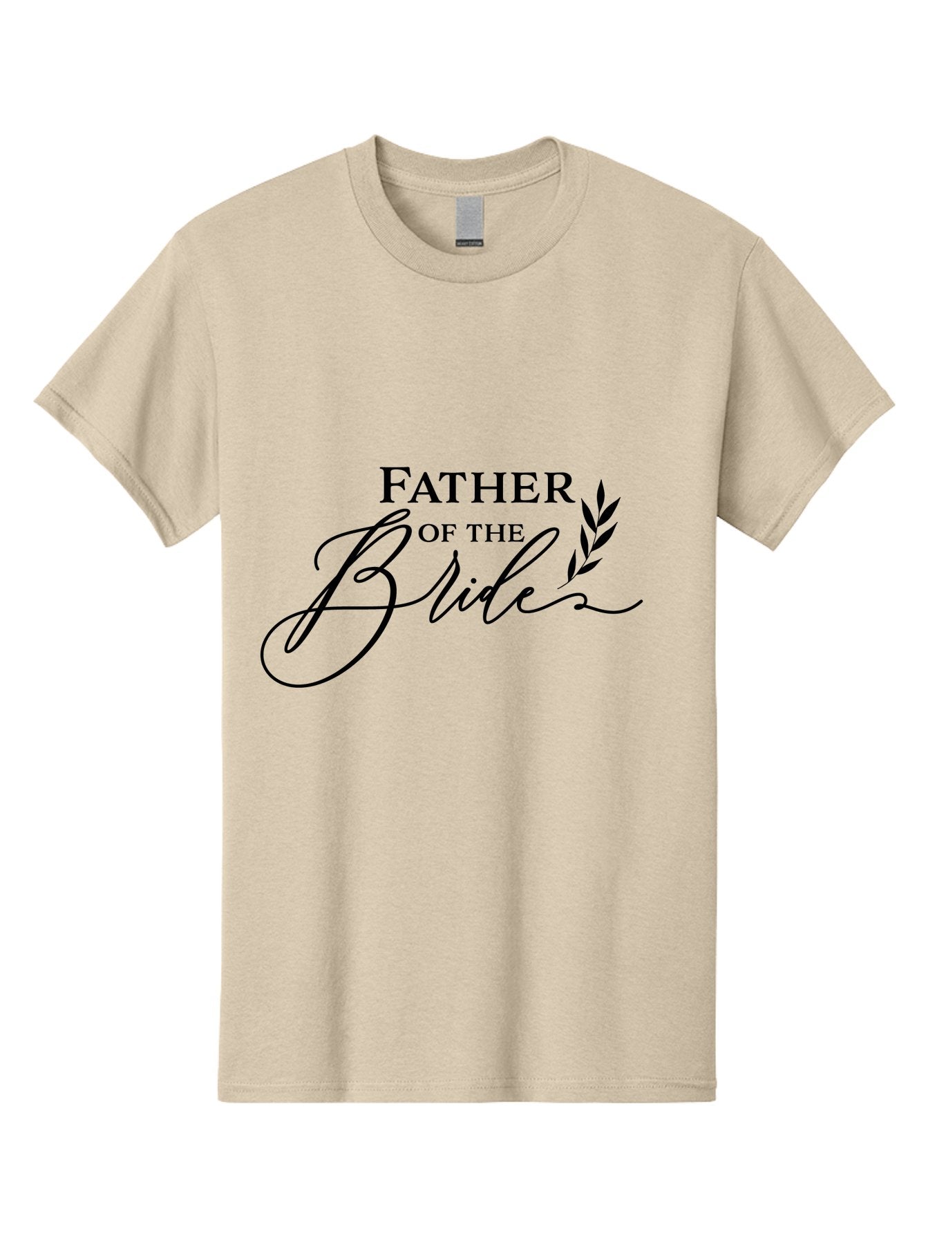 Father-Of-The-Bride Men'S Graphic Tee, 100% Cotton, Comfortable Casual Summer Wear, Machine Washable, Father Of The Bride, Wedding Theme, Family Love, Special Day, Wedding Day, Laurel Leaves, Elegant Script, Calligraphy Font, Unique Gift, Aac711 12