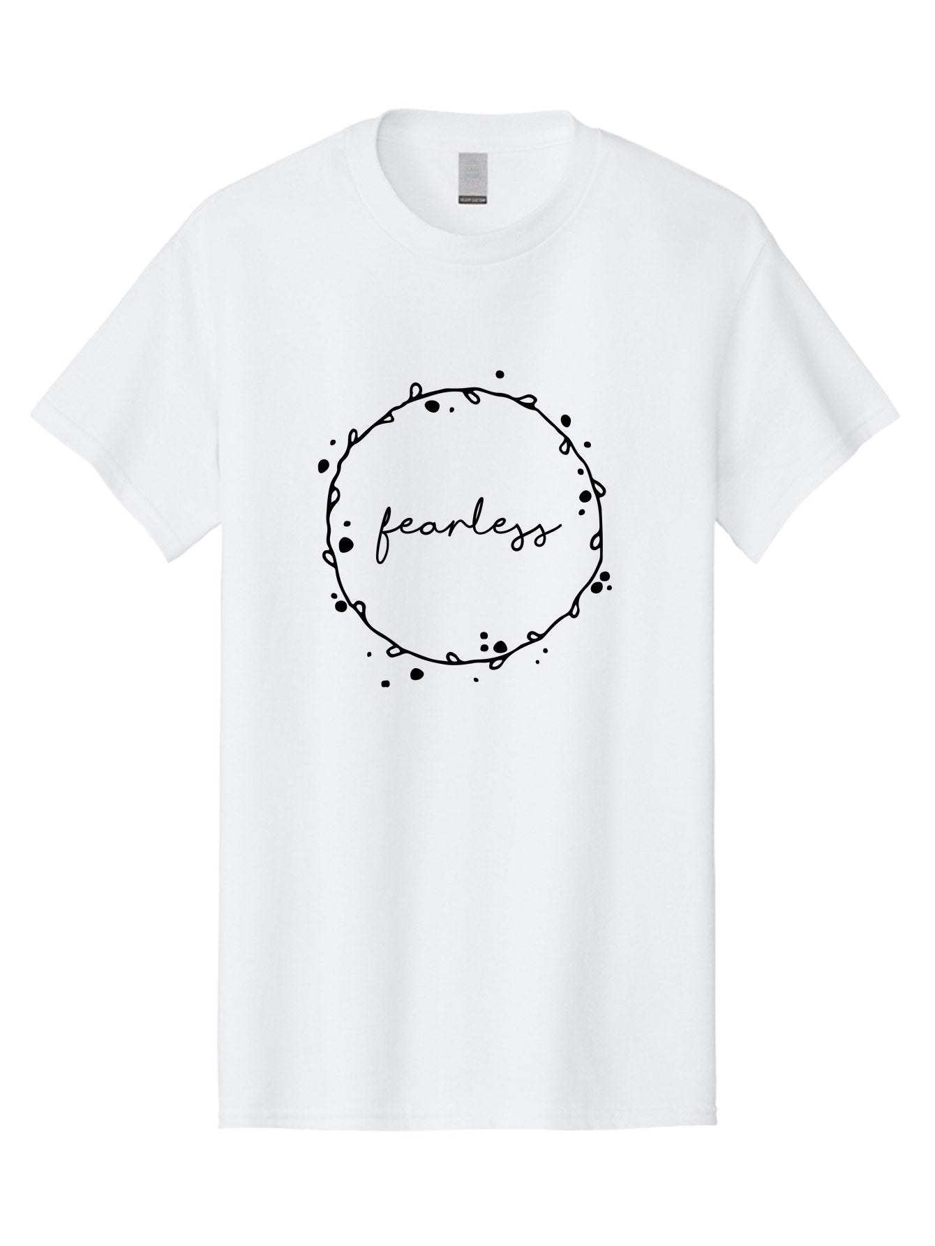 Fearless Men'S Graphic Tee, 100% Cotton, Comfortable Casual Summer Wear, Machine Washable, Fearless, Hand Drawn Circle, Inspirational Quote, Motivational Words, Modern Typography, Splash Effect, Abstract Design, Minimalist Style Aac712 14