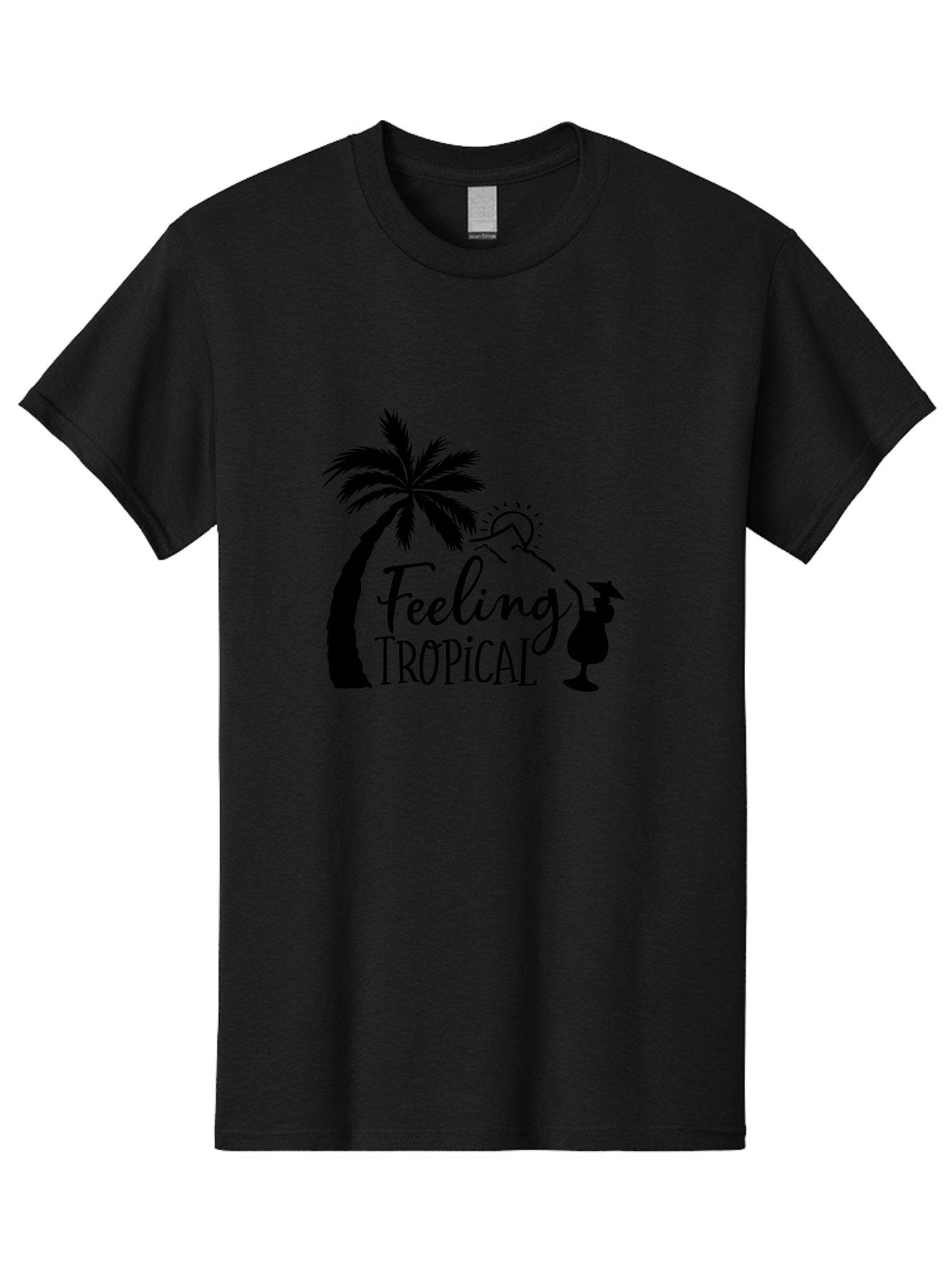 Feeling-Tropical Men'S Graphic Tee, 100% Cotton, Comfortable Casual Summer Wear, Machine Washable, Tropical Getaway, Palm Tree, Cocktail, Summer Vibes, Vacation Mode, Sun, Fun, Relaxation, Beach Life, Tropical Drinks Aac714 15