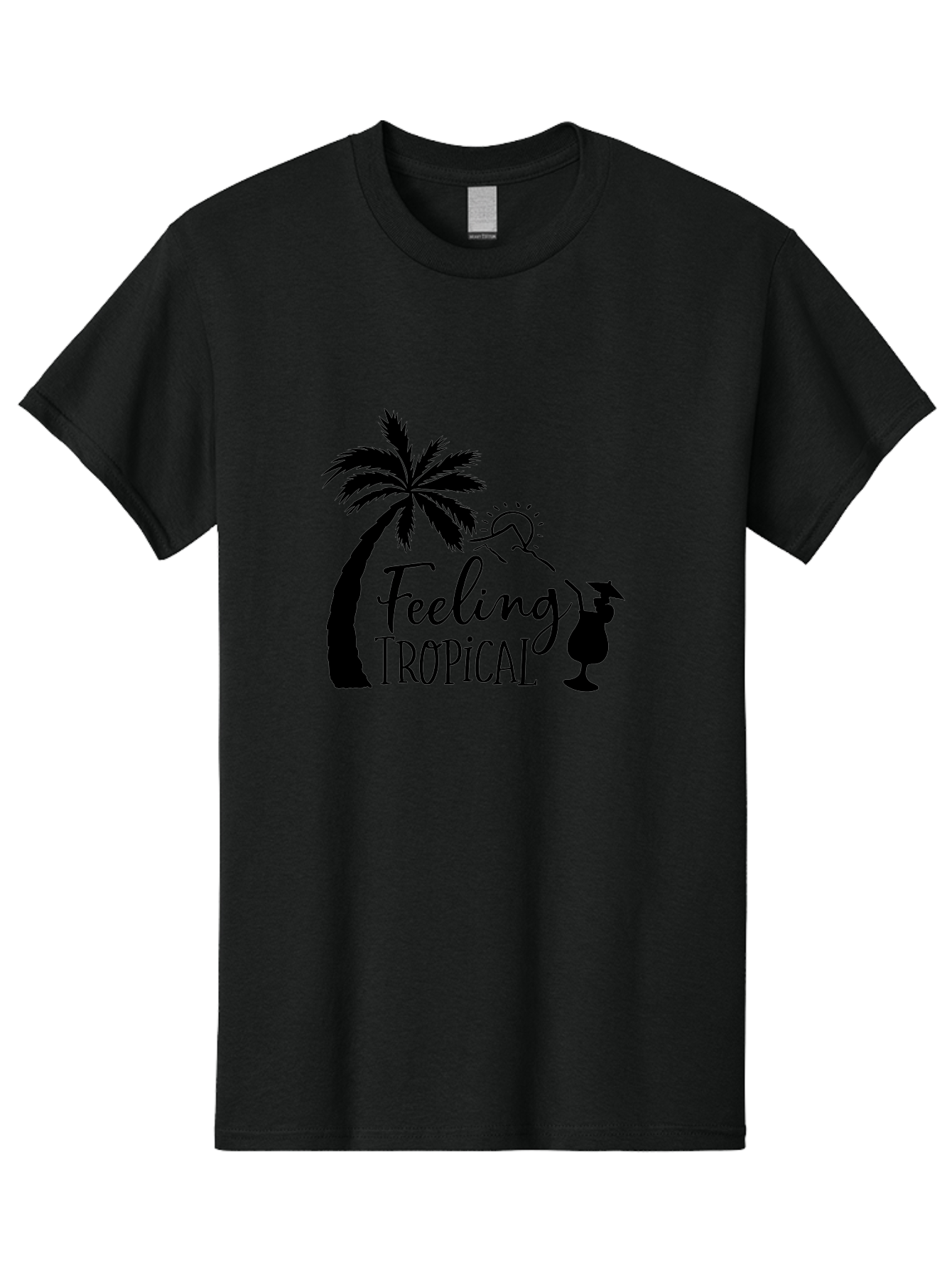 Feeling-Tropical Men'S Graphic Tee, 100% Cotton, Comfortable Casual Summer Wear, Machine Washable, Tropical Getaway, Palm Tree, Cocktail, Summer Vibes, Vacation Mode, Sun, Fun, Relaxation, Beach Life, Tropical Drinks Aac714