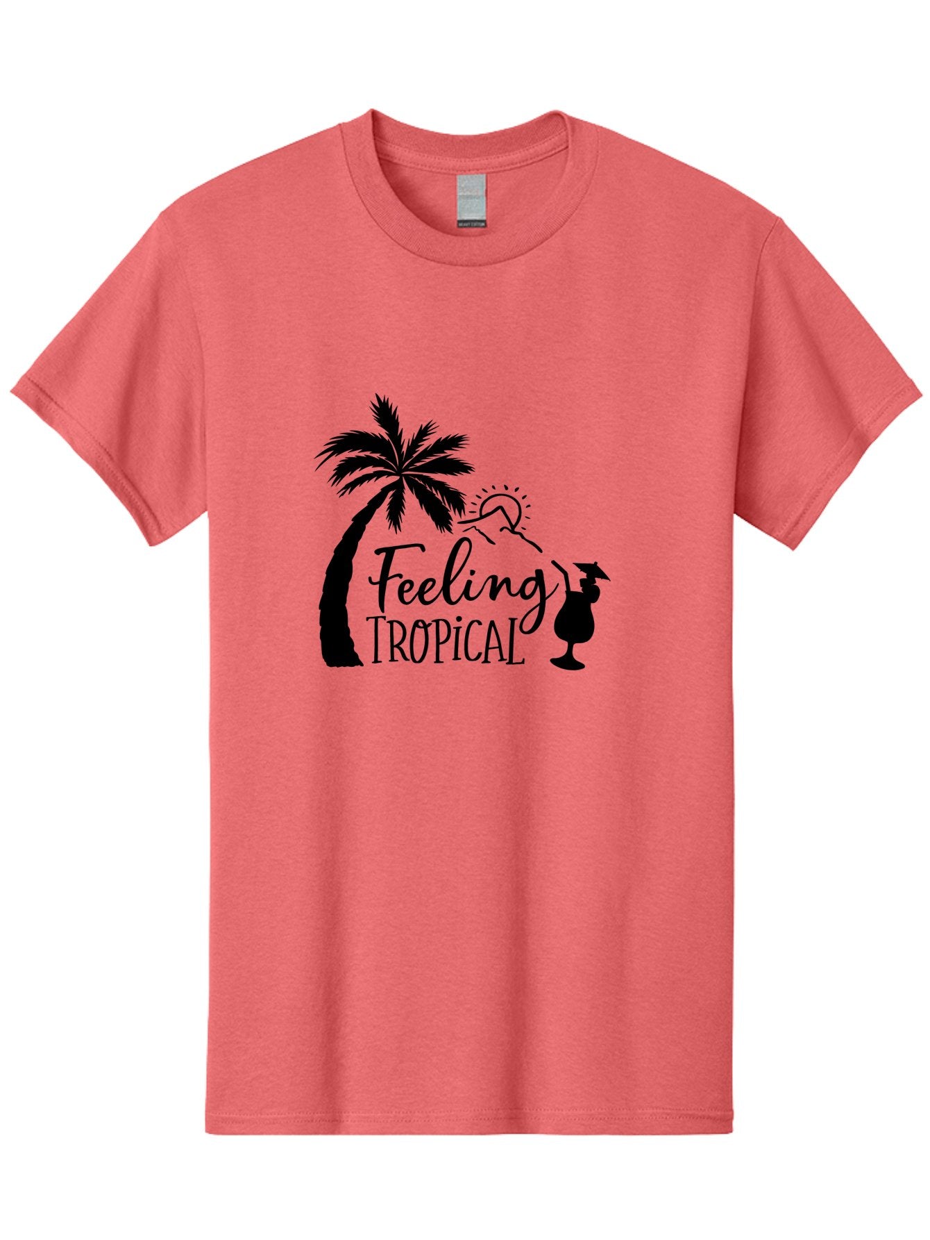 Feeling-Tropical Men'S Graphic Tee, 100% Cotton, Comfortable Casual Summer Wear, Machine Washable, Tropical Getaway, Palm Tree, Cocktail, Summer Vibes, Vacation Mode, Sun, Fun, Relaxation, Beach Life, Tropical Drinks Aac714 8