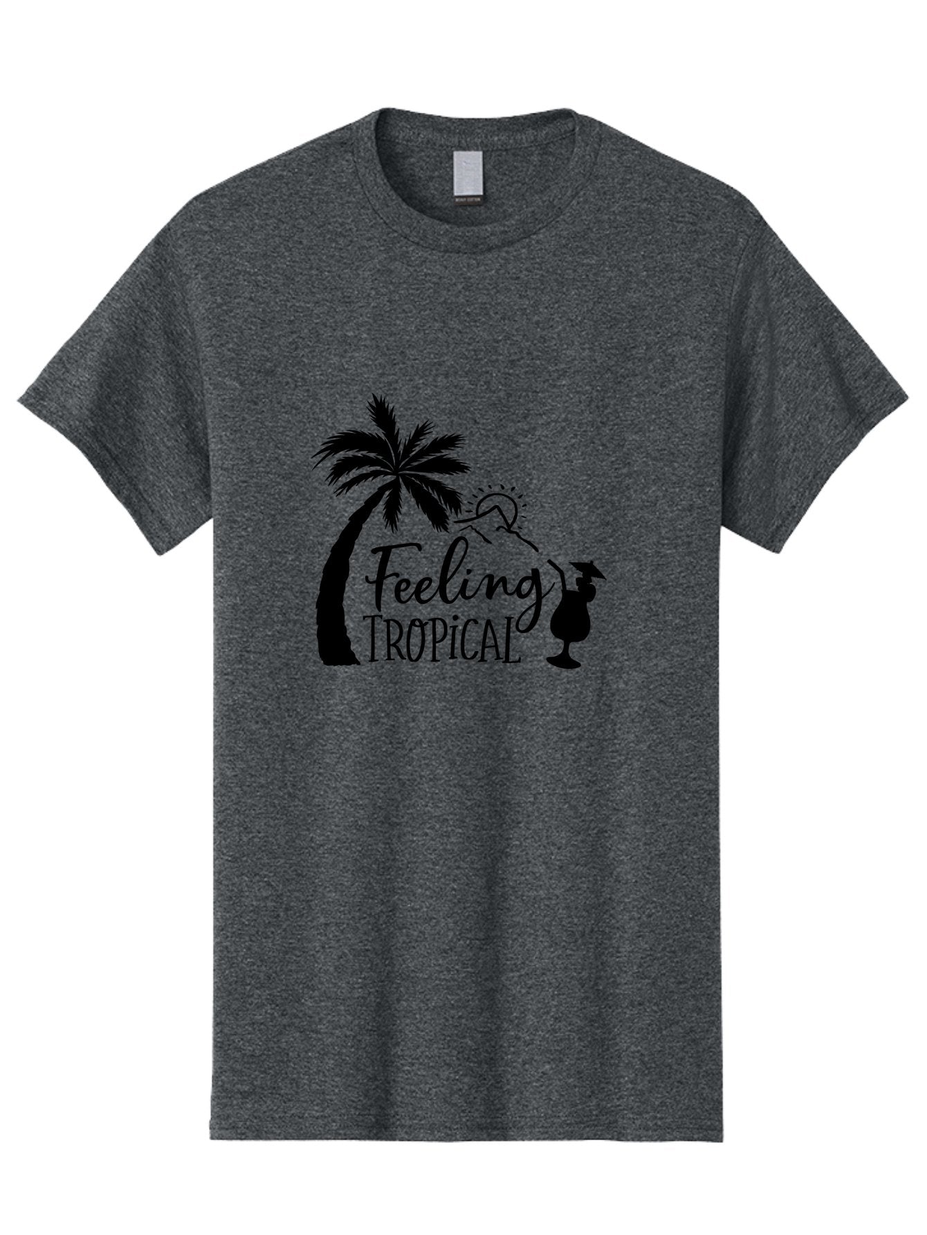 Feeling-Tropical Men'S Graphic Tee, 100% Cotton, Comfortable Casual Summer Wear, Machine Washable, Tropical Getaway, Palm Tree, Cocktail, Summer Vibes, Vacation Mode, Sun, Fun, Relaxation, Beach Life, Tropical Drinks Aac714 9