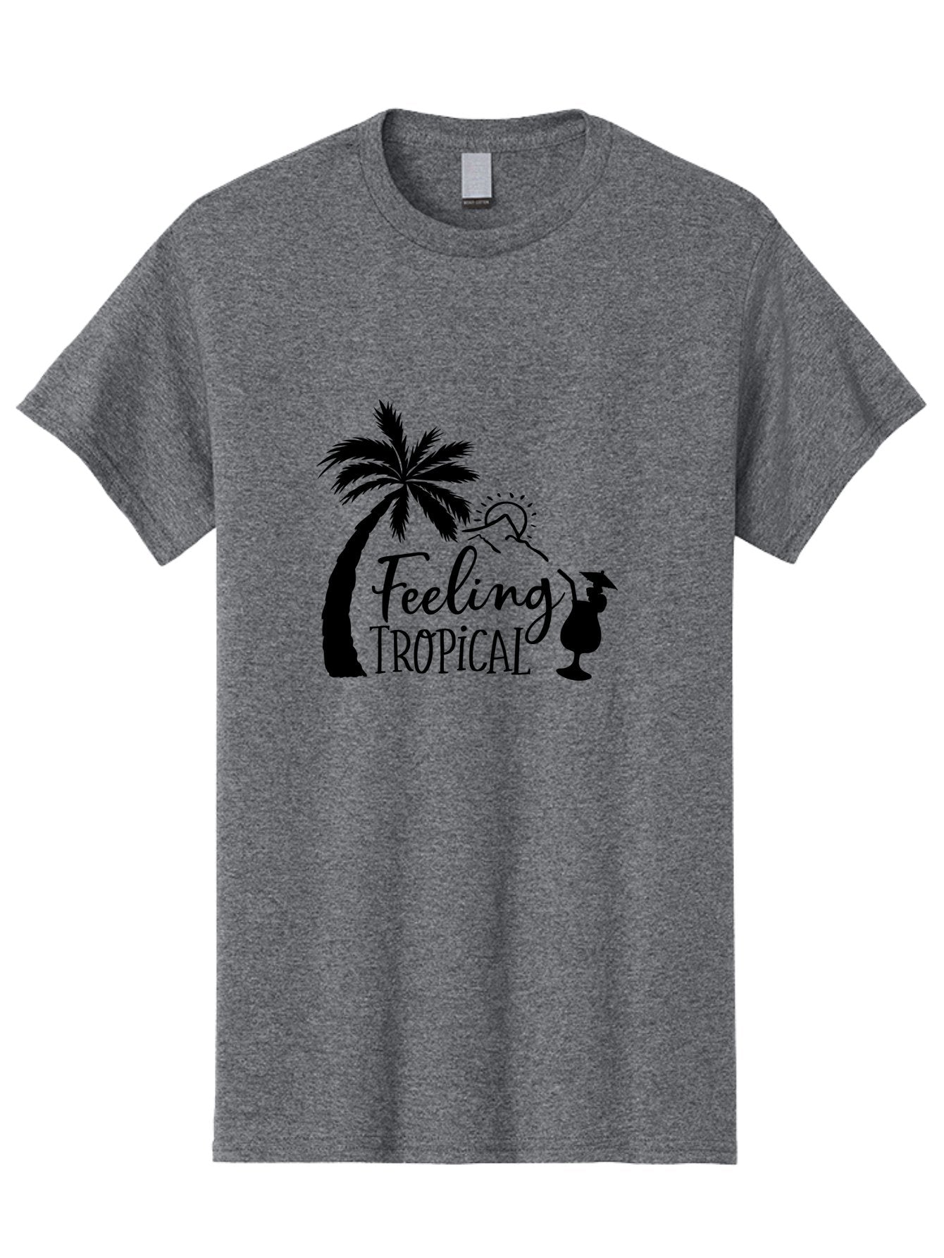 Feeling-Tropical Men'S Graphic Tee, 100% Cotton, Comfortable Casual Summer Wear, Machine Washable, Tropical Getaway, Palm Tree, Cocktail, Summer Vibes, Vacation Mode, Sun, Fun, Relaxation, Beach Life, Tropical Drinks Aac714 10
