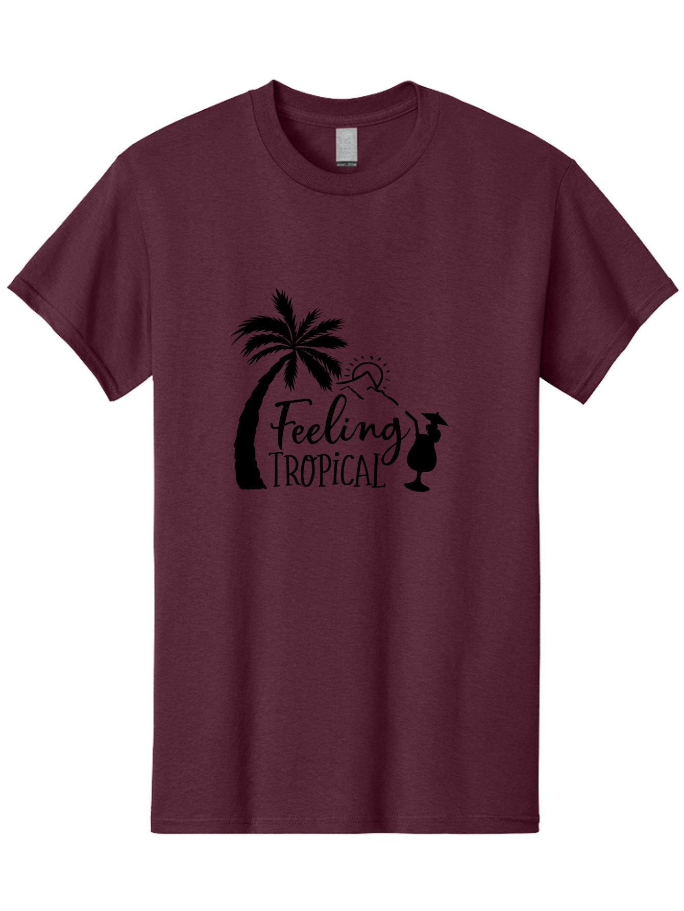 Feeling-Tropical Men'S Graphic Tee, 100% Cotton, Comfortable Casual Summer Wear, Machine Washable, Tropical Getaway, Palm Tree, Cocktail, Summer Vibes, Vacation Mode, Sun, Fun, Relaxation, Beach Life, Tropical Drinks Aac714 13