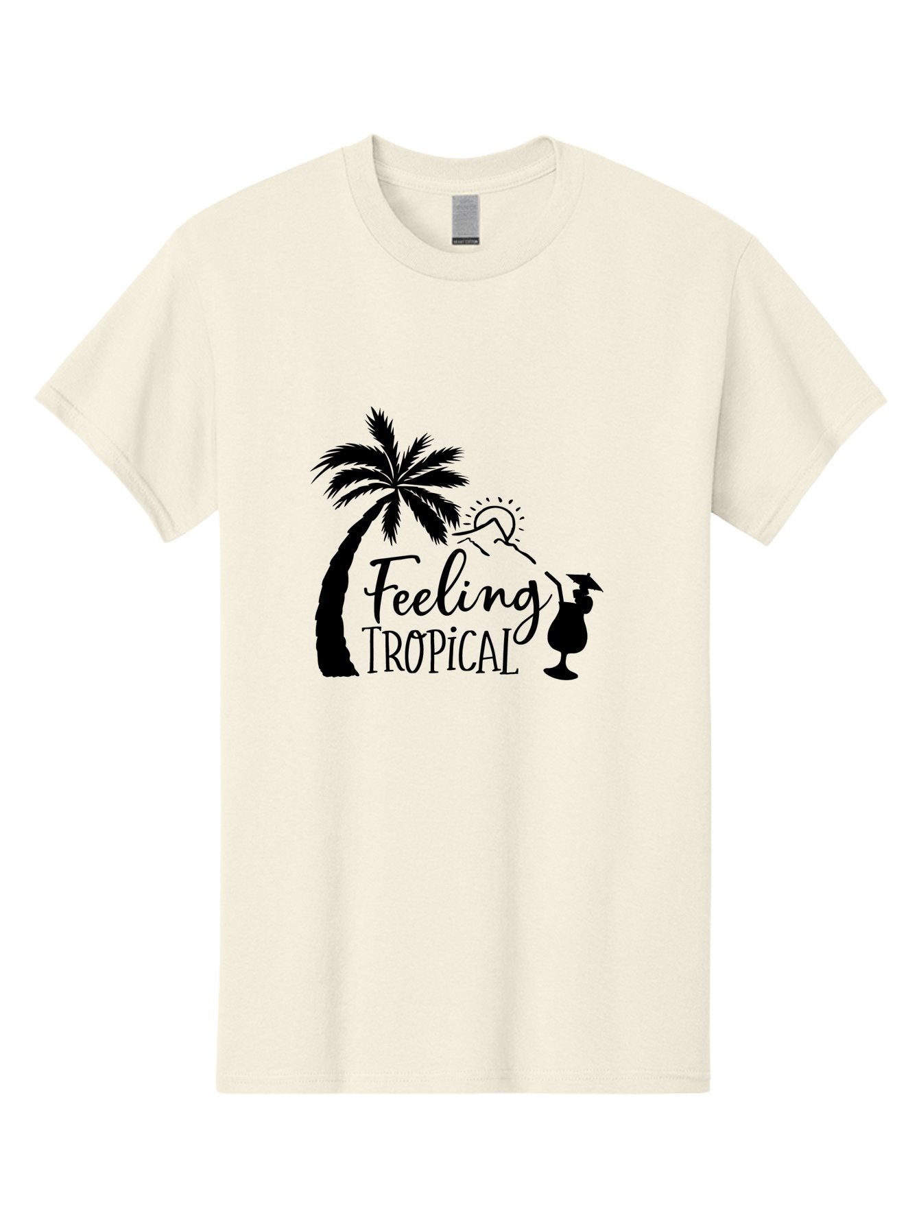 Feeling-Tropical Men'S Graphic Tee, 100% Cotton, Comfortable Casual Summer Wear, Machine Washable, Tropical Getaway, Palm Tree, Cocktail, Summer Vibes, Vacation Mode, Sun, Fun, Relaxation, Beach Life, Tropical Drinks Aac714 5