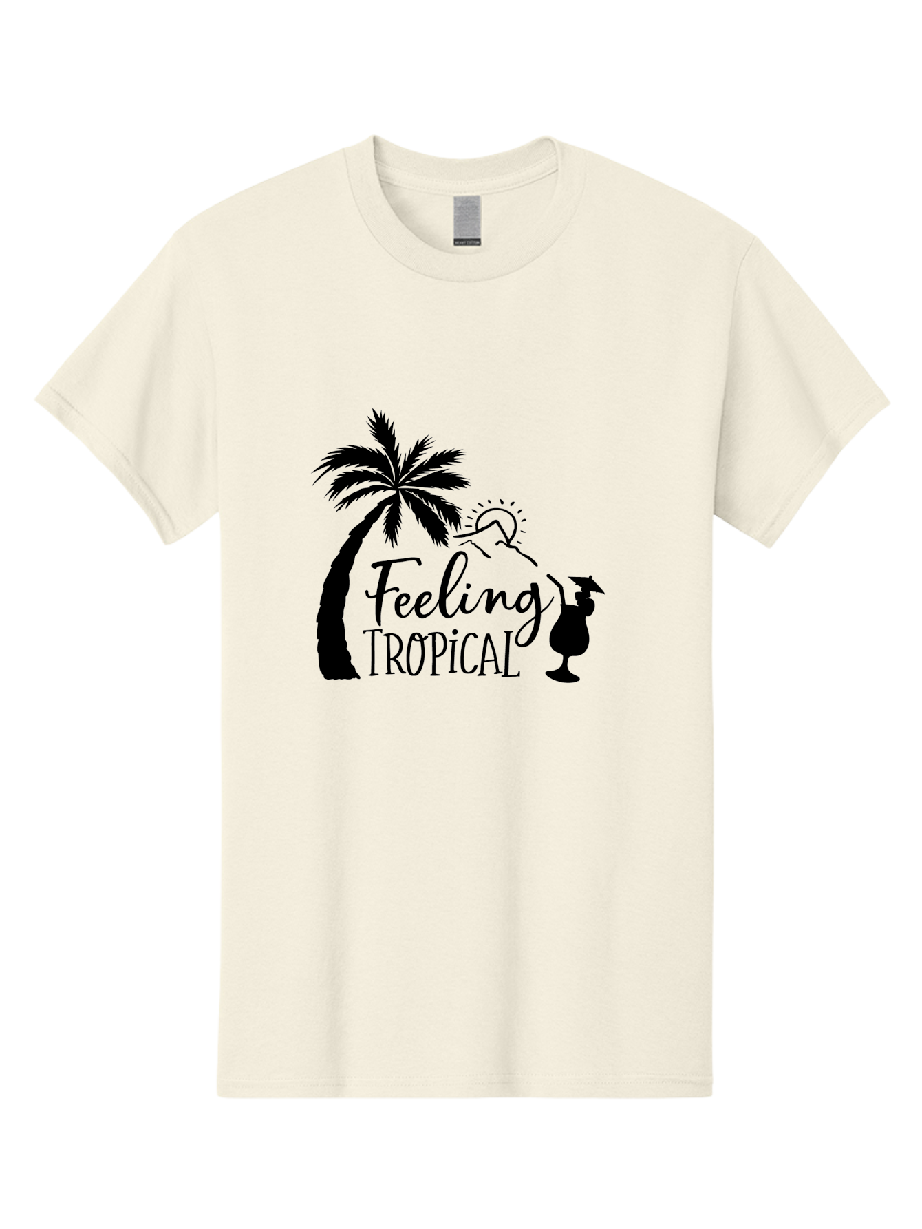 Feeling-Tropical Men'S Graphic Tee, 100% Cotton, Comfortable Casual Summer Wear, Machine Washable, Tropical Getaway, Palm Tree, Cocktail, Summer Vibes, Vacation Mode, Sun, Fun, Relaxation, Beach Life, Tropical Drinks Aac714 15