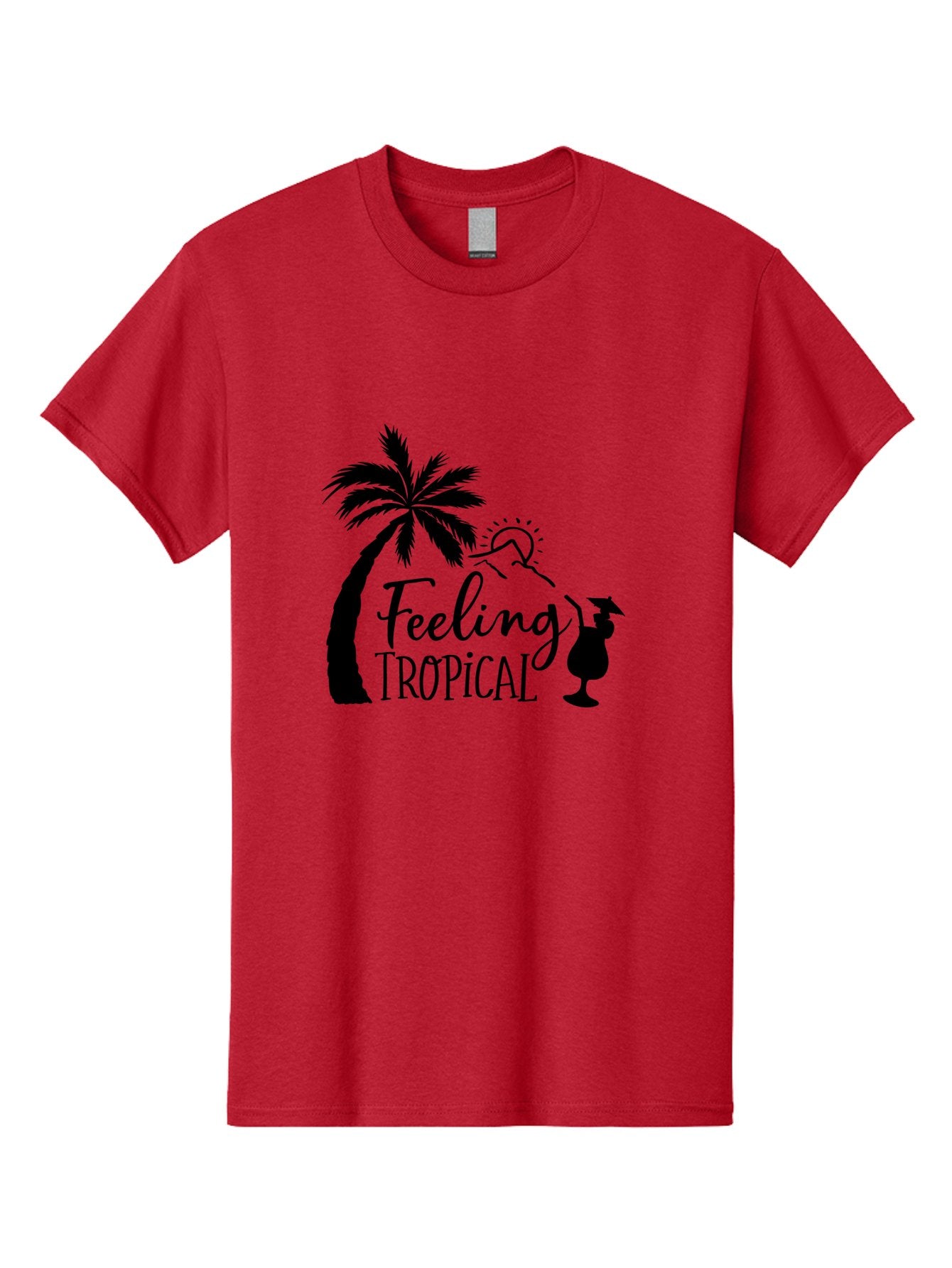 Feeling-Tropical Men'S Graphic Tee, 100% Cotton, Comfortable Casual Summer Wear, Machine Washable, Tropical Getaway, Palm Tree, Cocktail, Summer Vibes, Vacation Mode, Sun, Fun, Relaxation, Beach Life, Tropical Drinks Aac714 11