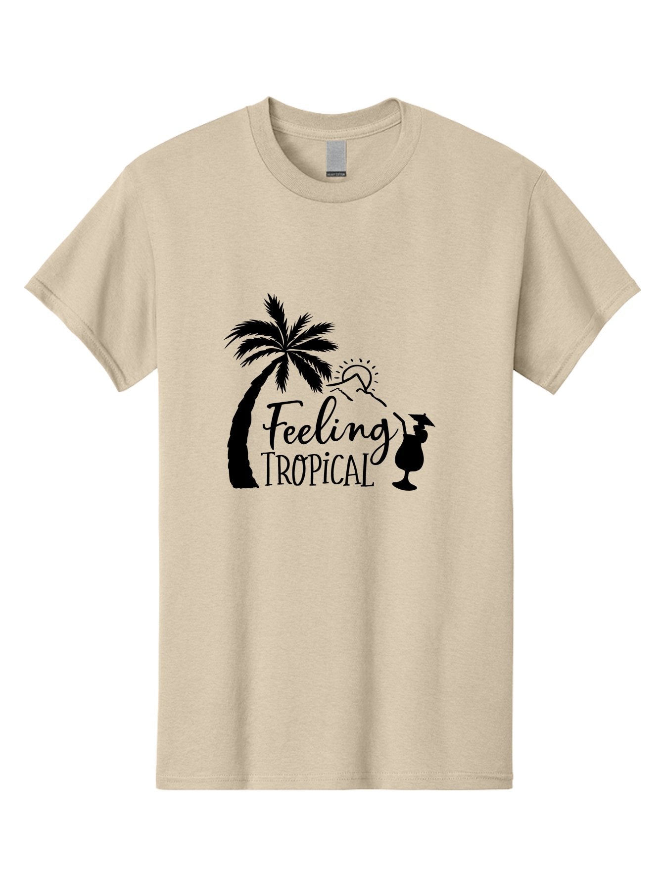 Feeling-Tropical Men'S Graphic Tee, 100% Cotton, Comfortable Casual Summer Wear, Machine Washable, Tropical Getaway, Palm Tree, Cocktail, Summer Vibes, Vacation Mode, Sun, Fun, Relaxation, Beach Life, Tropical Drinks Aac714 7