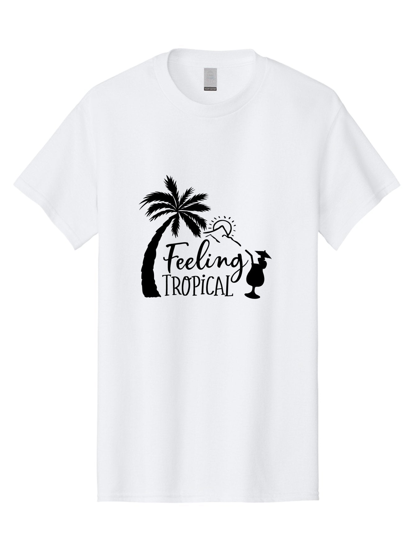 Feeling-Tropical Men'S Graphic Tee, 100% Cotton, Comfortable Casual Summer Wear, Machine Washable, Tropical Getaway, Palm Tree, Cocktail, Summer Vibes, Vacation Mode, Sun, Fun, Relaxation, Beach Life, Tropical Drinks Aac714 6