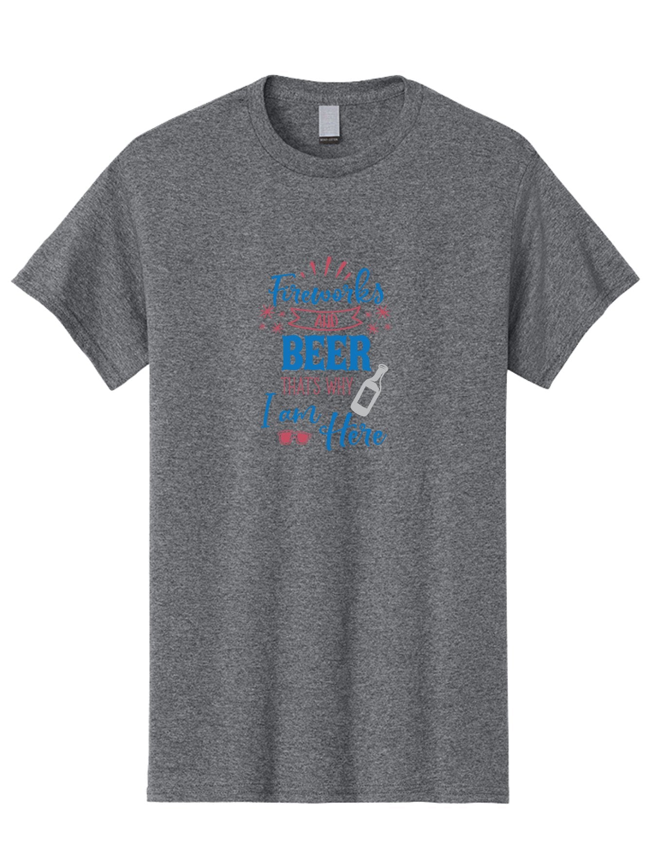 Fireworks-And-Beer Men'S Graphic Tee, 100% Cotton, Comfortable Casual Summer Wear, Machine Washable, Beer And Fireworks, Festive Party Vibes, Drinking With Friends, Celebration Mode, 4Th Of July, Summer Fun, Party Atmosphere, Beer Lover Aac716 6