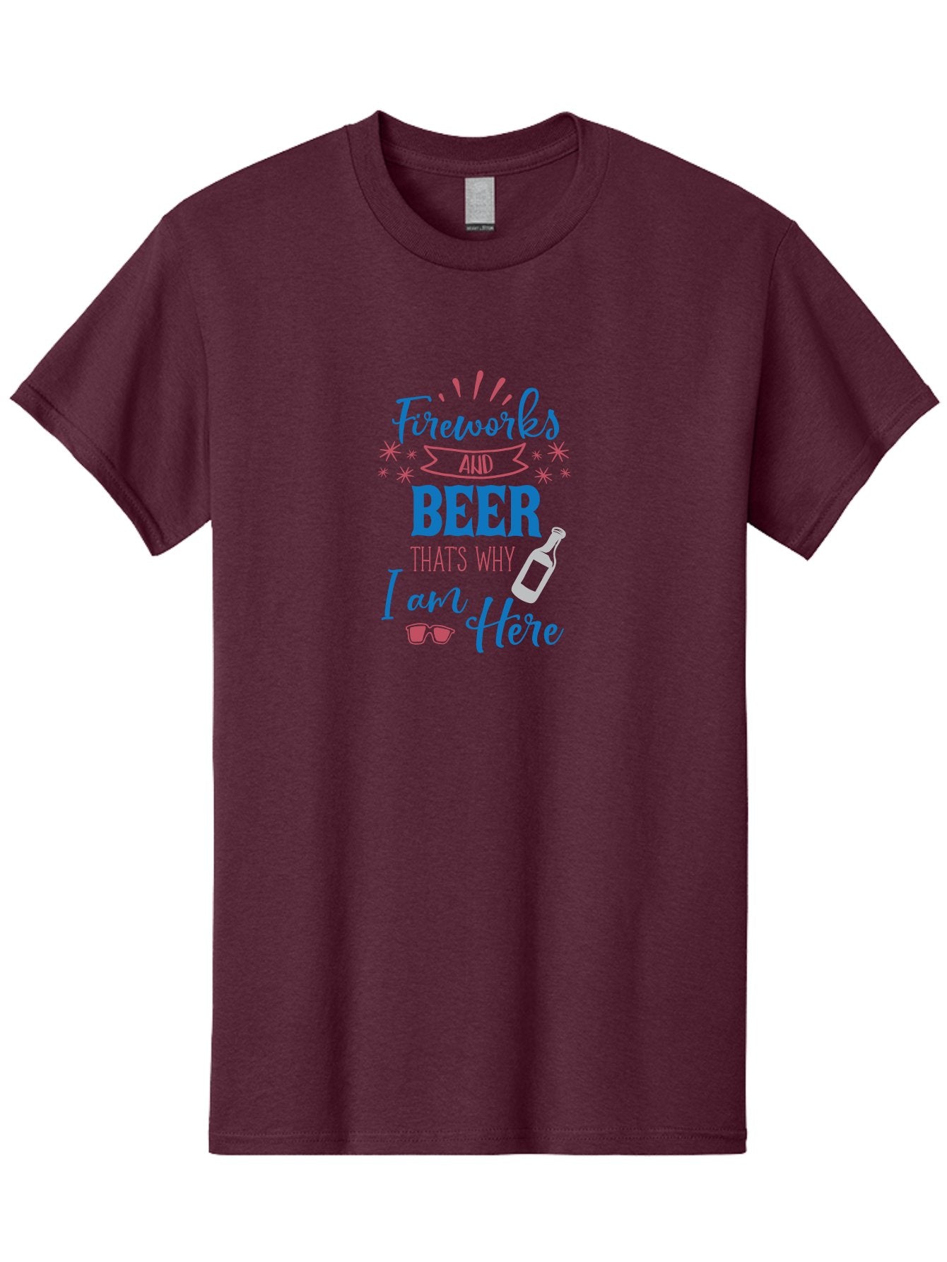 Fireworks-And-Beer Men'S Graphic Tee, 100% Cotton, Comfortable Casual Summer Wear, Machine Washable, Beer And Fireworks, Festive Party Vibes, Drinking With Friends, Celebration Mode, 4Th Of July, Summer Fun, Party Atmosphere, Beer Lover Aac716 10