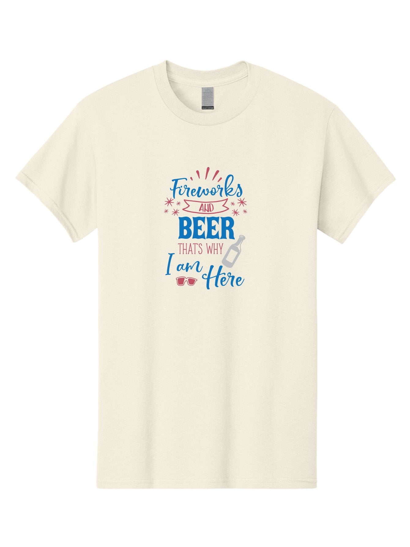Fireworks-And-Beer Men'S Graphic Tee, 100% Cotton, Comfortable Casual Summer Wear, Machine Washable, Beer And Fireworks, Festive Party Vibes, Drinking With Friends, Celebration Mode, 4Th Of July, Summer Fun, Party Atmosphere, Beer Lover Aac716 14