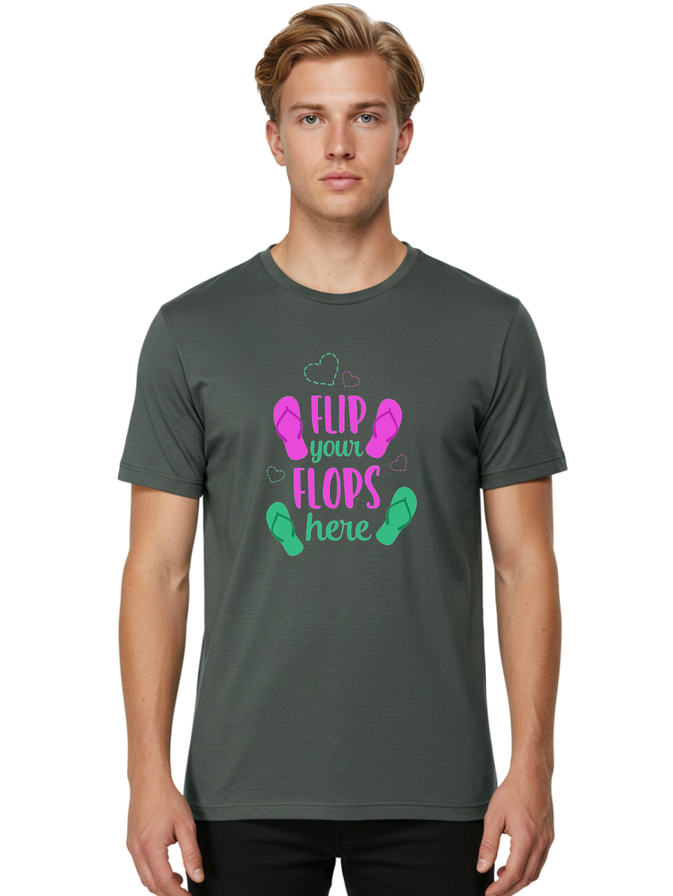Flip-Flops Men'S Graphic Tee, 100% Cotton, Comfortable Casual Summer Wear, Machine Washable, Flip Flops, Summer Vibes, Beachwear, Tropical Style, Fashion Accessories, Playful Design, Casual Footwear, Vacation Mode, Fun Graphics Aac719 26