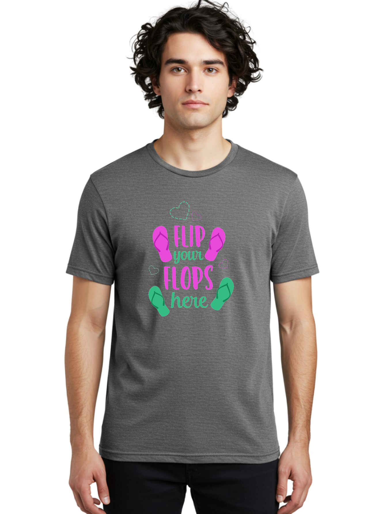 Flip-Flops Men'S Graphic Tee, 100% Cotton, Comfortable Casual Summer Wear, Machine Washable, Flip Flops, Summer Vibes, Beachwear, Tropical Style, Fashion Accessories, Playful Design, Casual Footwear, Vacation Mode, Fun Graphics Aac719