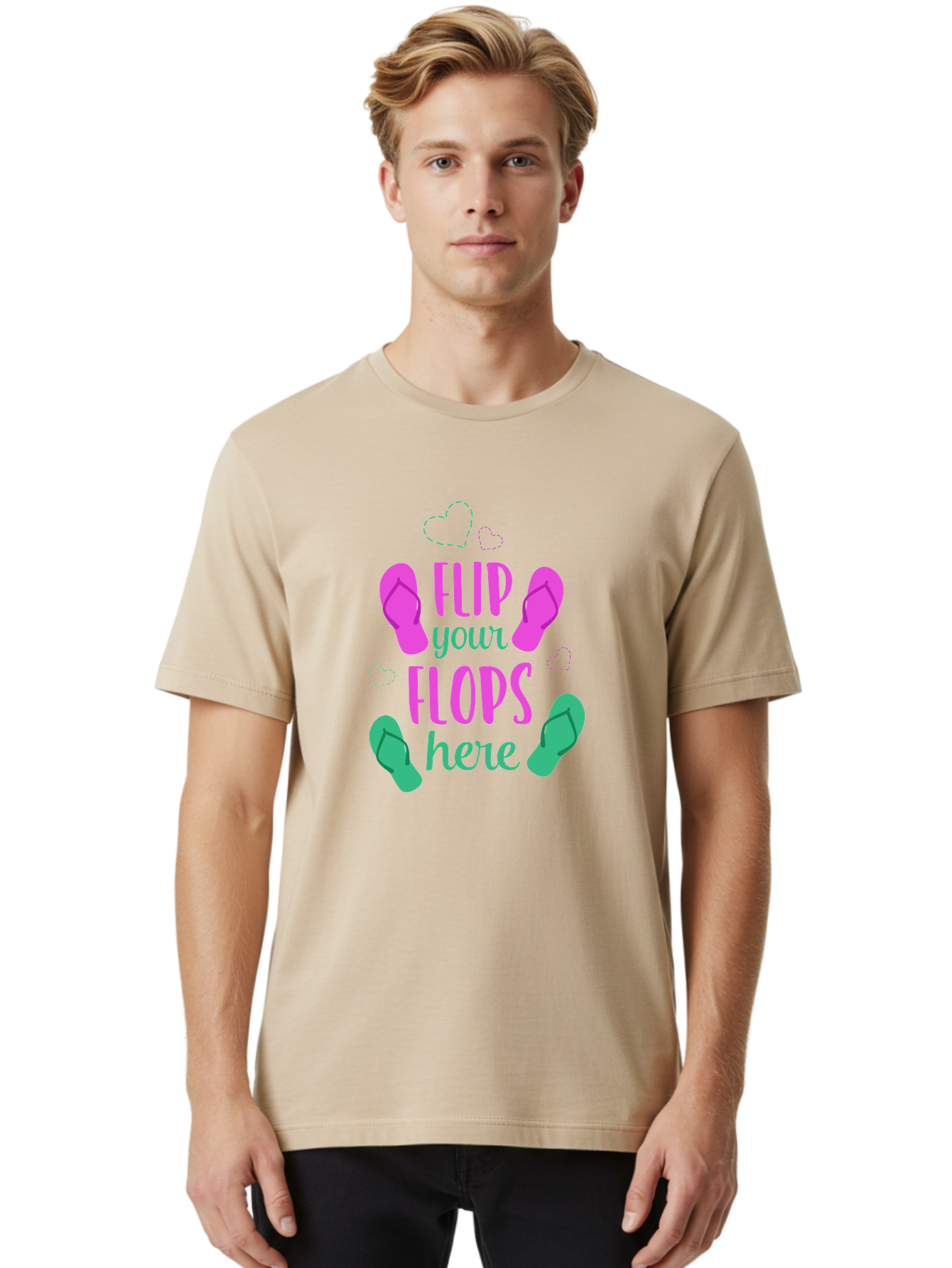 Flip-Flops Men'S Graphic Tee, 100% Cotton, Comfortable Casual Summer Wear, Machine Washable, Flip Flops, Summer Vibes, Beachwear, Tropical Style, Fashion Accessories, Playful Design, Casual Footwear, Vacation Mode, Fun Graphics Aac719 20