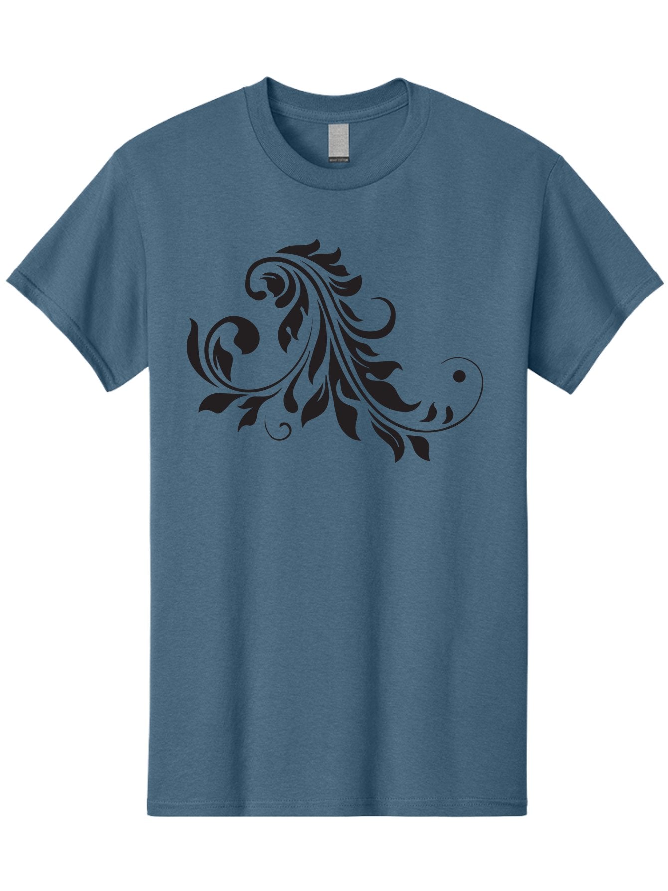 Floral-Design-1 Men'S Graphic Tee, 100% Cotton, Comfortable Casual Summer Wear, Machine Washable, Floral Design, Leafy Pattern, Curved Shapes, Decorative Art, Swirling Leaves, Elegant Design, Intricate Pattern, Black Silhouette Aac721 9