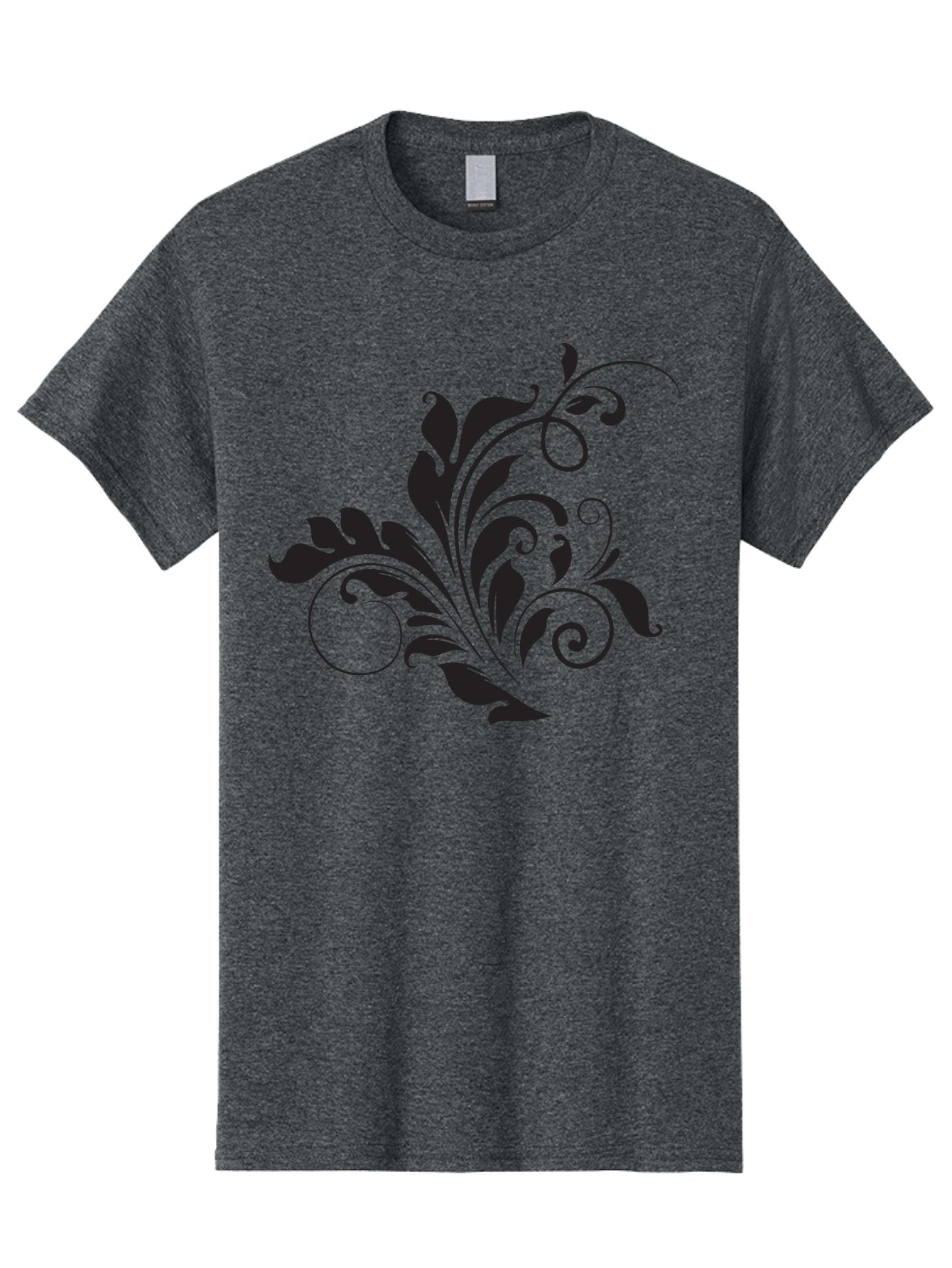 Floral-Design-2 Men'S Graphic Tee, 100% Cotton, Comfortable Casual Summer Wear, Machine Washable, Floral Ornament, Black Silhouettes, Elegant Design, Curved Lines, Abstract Art, Leafy Motif, Decorative Element, Luxury Feel, Intricate Details Aac722 14