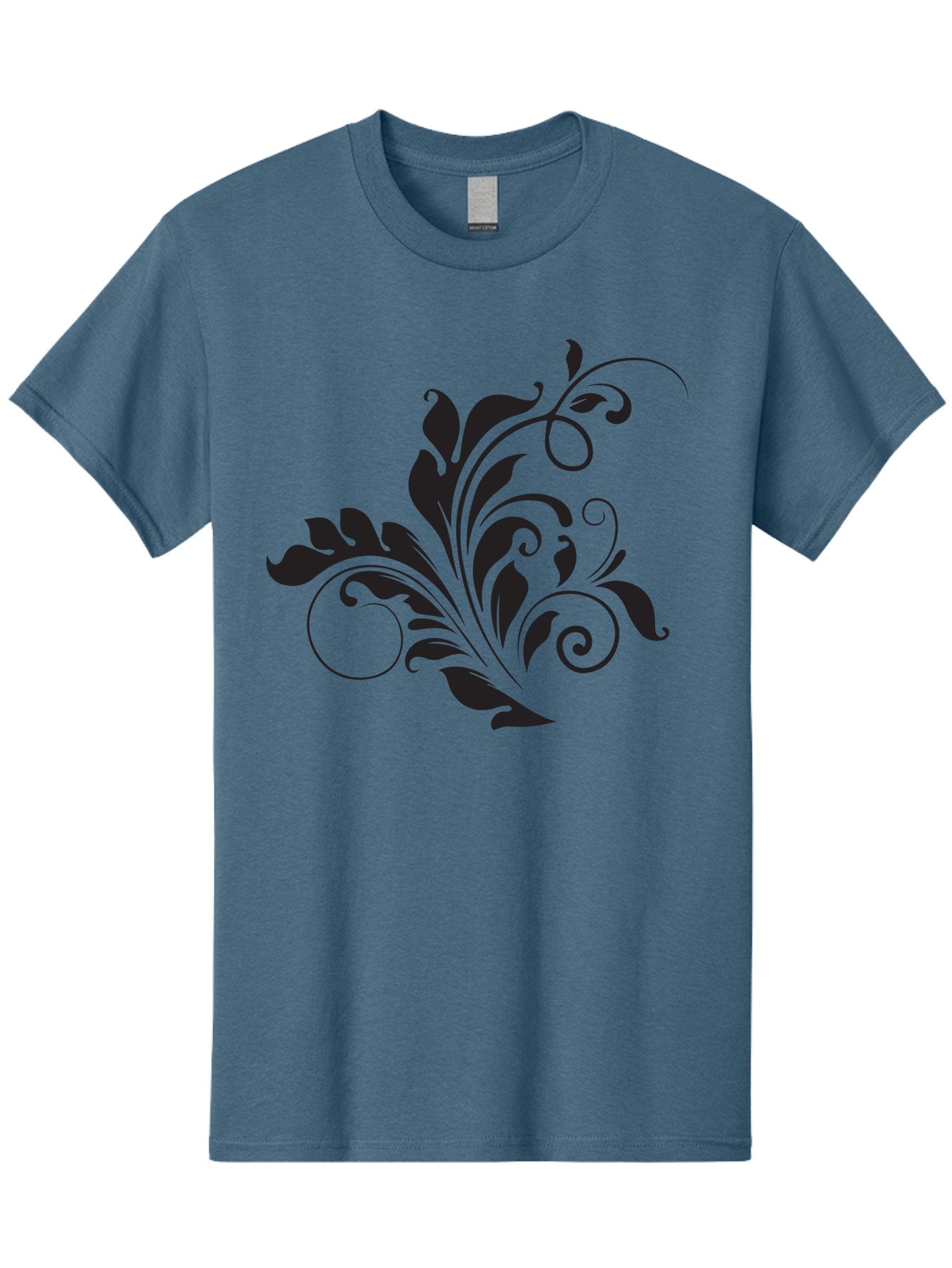 Floral-Design-2 Men'S Graphic Tee, 100% Cotton, Comfortable Casual Summer Wear, Machine Washable, Floral Ornament, Black Silhouettes, Elegant Design, Curved Lines, Abstract Art, Leafy Motif, Decorative Element, Luxury Feel, Intricate Details Aac722 8