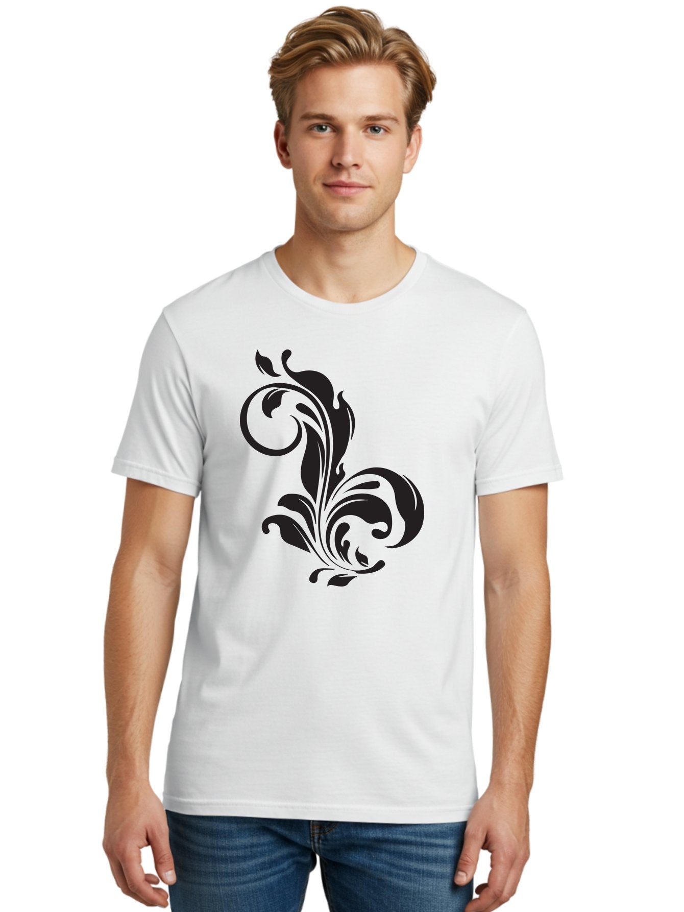 Floral-Design-3 Men'S Graphic Tee, 100% Cotton, Comfortable Casual Summer Wear, Machine Washable, Floral Motif, Decorative Element, Luxury Design, Abstract Art, Elegant Pattern, Ornate Style, Classic Symbol Aac723 18