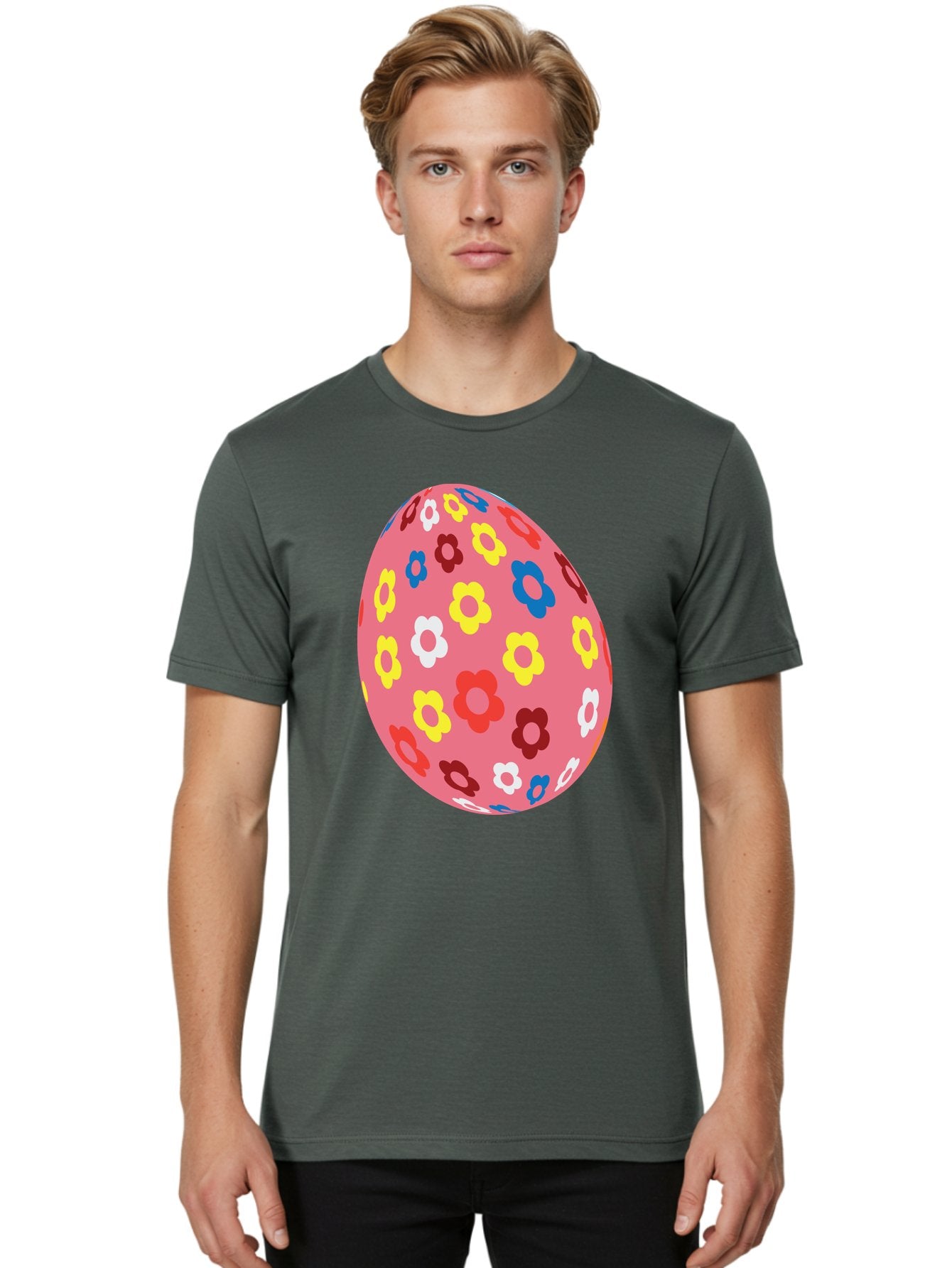 Floral-Easter-Egg-1 Men'S Graphic Tee, 100% Cotton, Comfortable Casual Summer Wear, Machine Washable, Pink Egg, Floral Pattern, Colorful Flowers, Easter Decoration, Spring Theme, Festive Design, Vibrant Colors, Easter Egg, Flower Pattern, Aac725 16