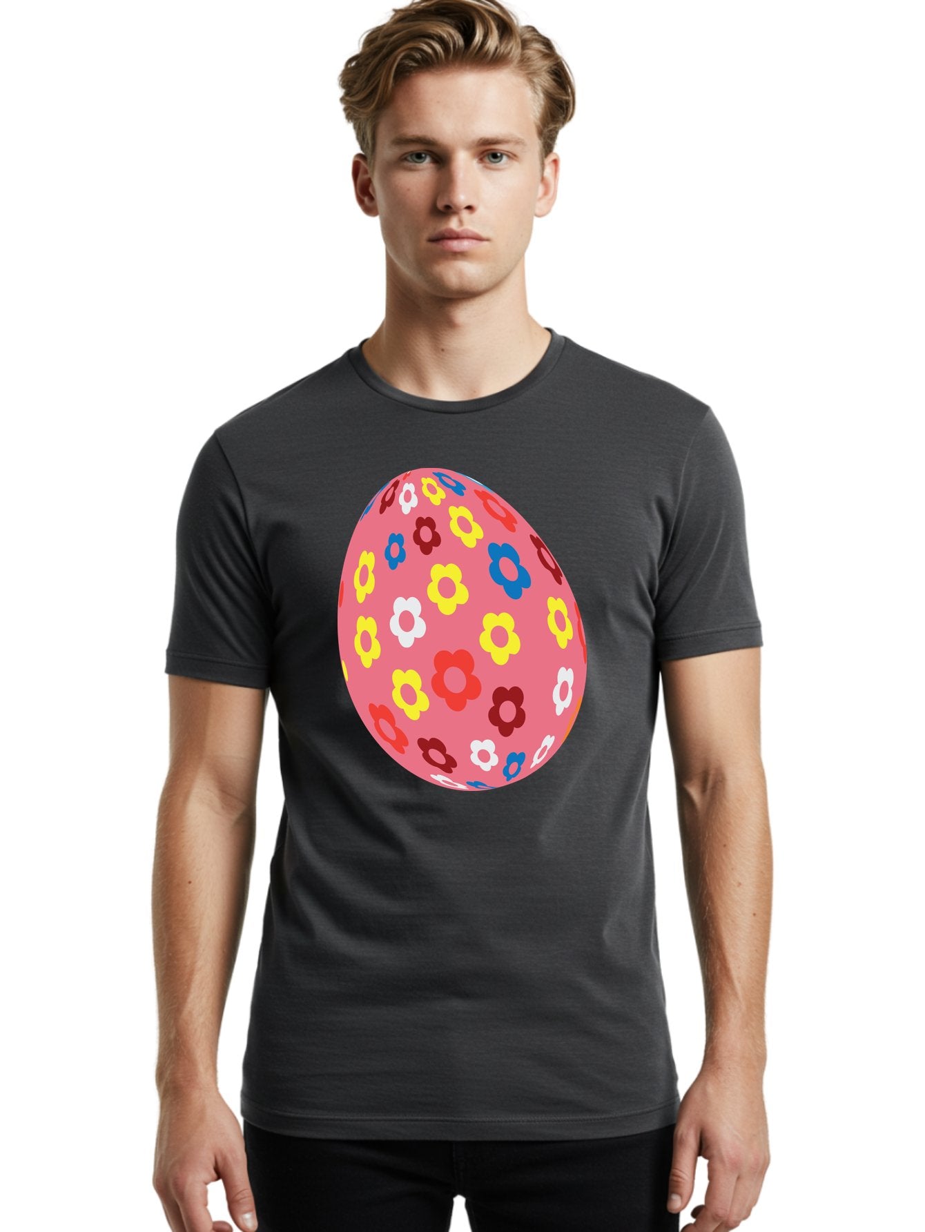 Floral-Easter-Egg-1 Men'S Graphic Tee, 100% Cotton, Comfortable Casual Summer Wear, Machine Washable, Pink Egg, Floral Pattern, Colorful Flowers, Easter Decoration, Spring Theme, Festive Design, Vibrant Colors, Easter Egg, Flower Pattern, Aac725 24
