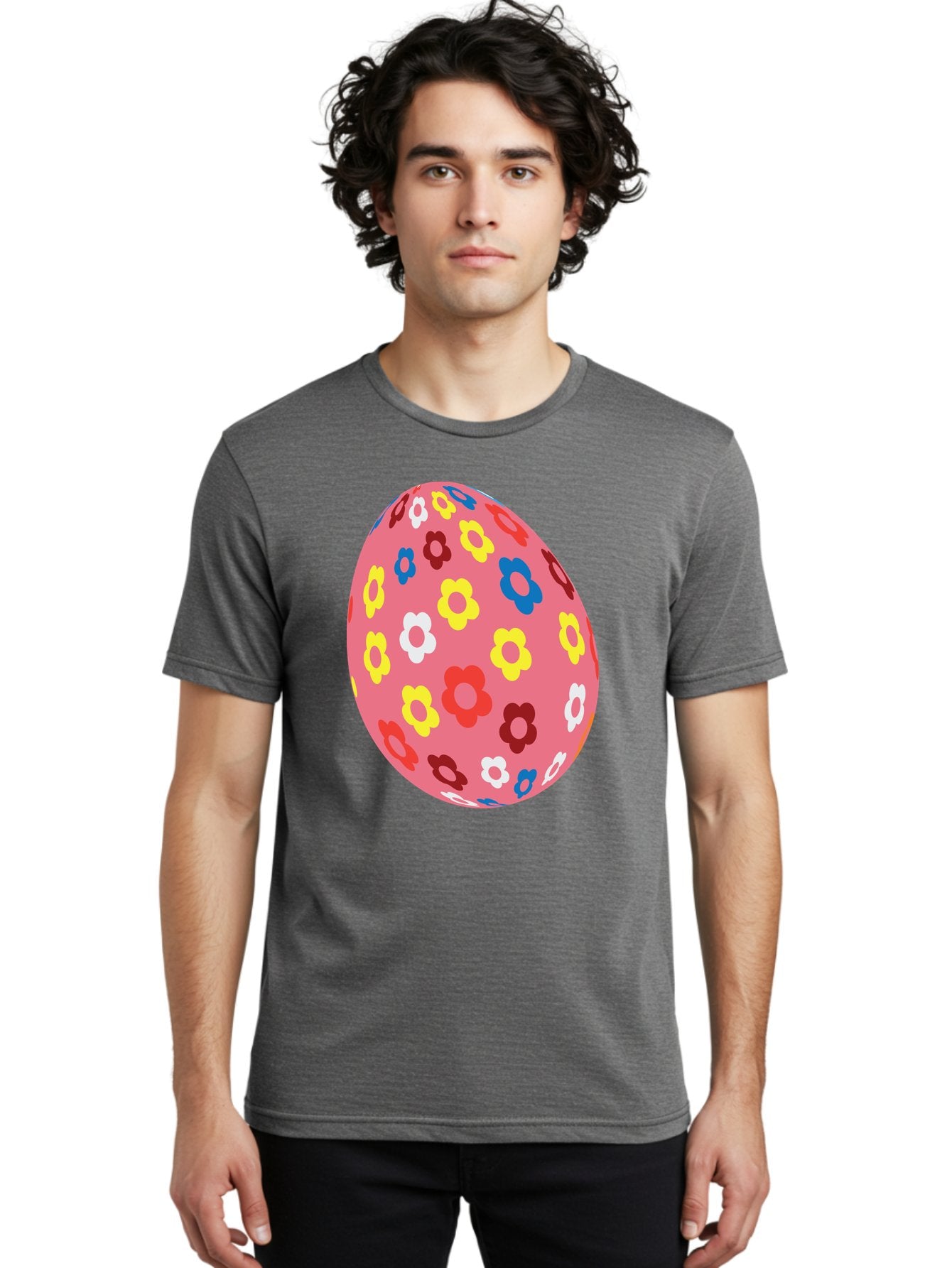 Floral-Easter-Egg-1 Men'S Graphic Tee, 100% Cotton, Comfortable Casual Summer Wear, Machine Washable, Pink Egg, Floral Pattern, Colorful Flowers, Easter Decoration, Spring Theme, Festive Design, Vibrant Colors, Easter Egg, Flower Pattern, Aac725 29