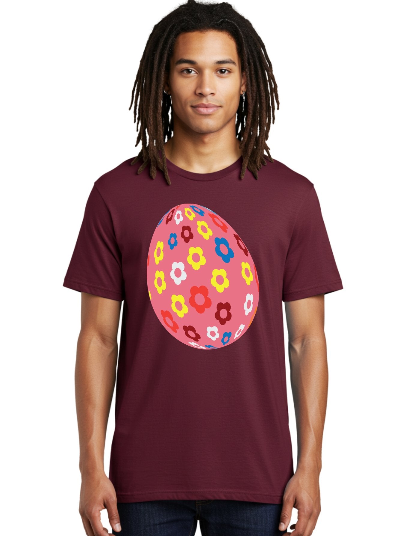 Floral-Easter-Egg-1 Men'S Graphic Tee, 100% Cotton, Comfortable Casual Summer Wear, Machine Washable, Pink Egg, Floral Pattern, Colorful Flowers, Easter Decoration, Spring Theme, Festive Design, Vibrant Colors, Easter Egg, Flower Pattern, Aac725 21
