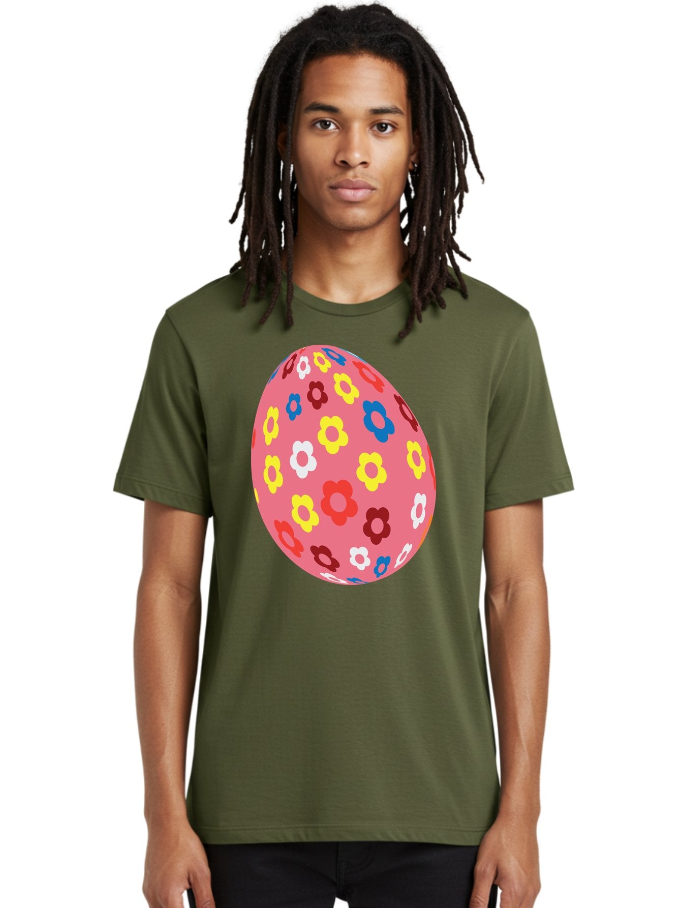 Floral-Easter-Egg-1 Men'S Graphic Tee, 100% Cotton, Comfortable Casual Summer Wear, Machine Washable, Pink Egg, Floral Pattern, Colorful Flowers, Easter Decoration, Spring Theme, Festive Design, Vibrant Colors, Easter Egg, Flower Pattern, Aac725 22