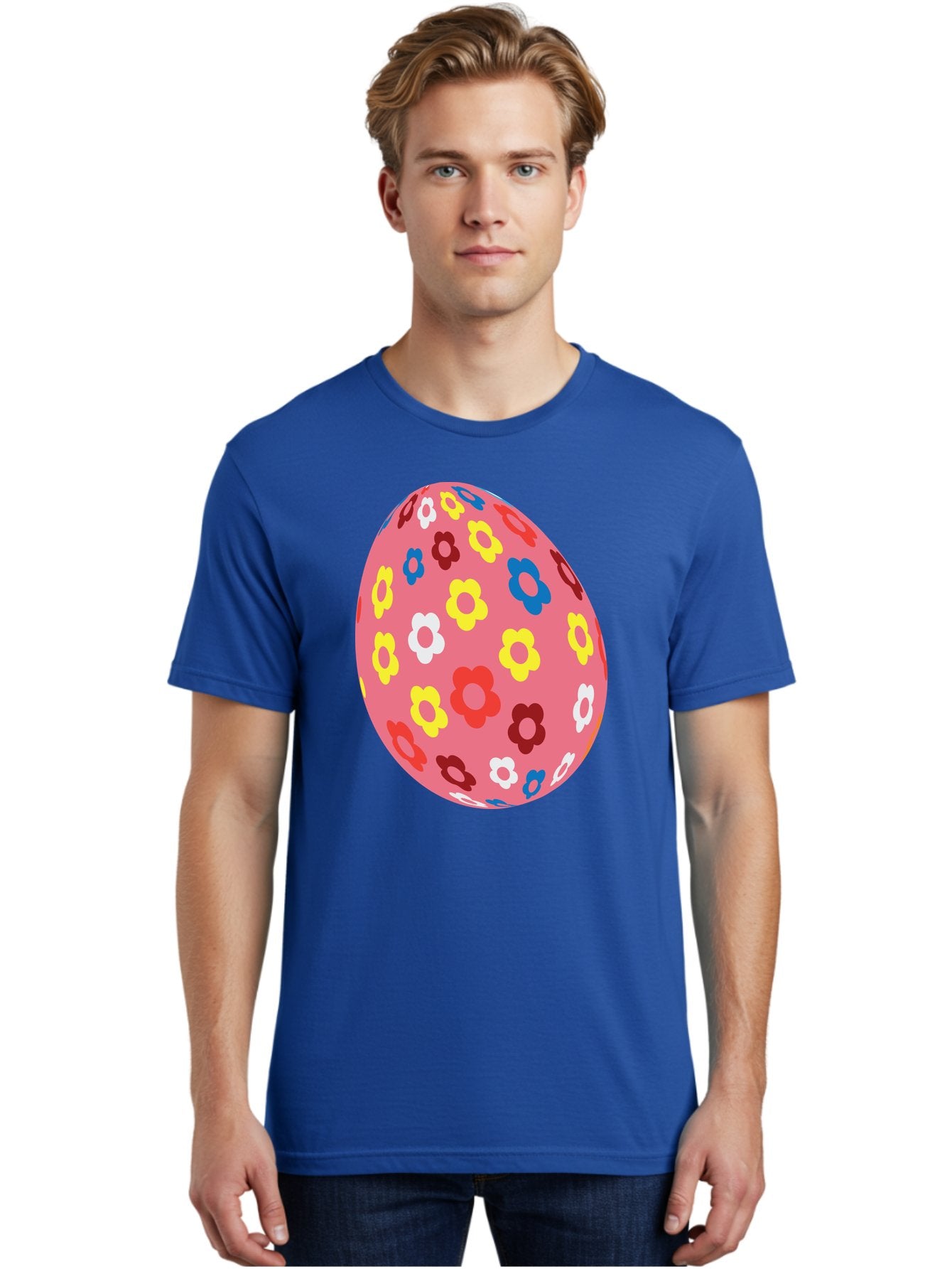 Floral-Easter-Egg-1 Men'S Graphic Tee, 100% Cotton, Comfortable Casual Summer Wear, Machine Washable, Pink Egg, Floral Pattern, Colorful Flowers, Easter Decoration, Spring Theme, Festive Design, Vibrant Colors, Easter Egg, Flower Pattern, Aac725 17