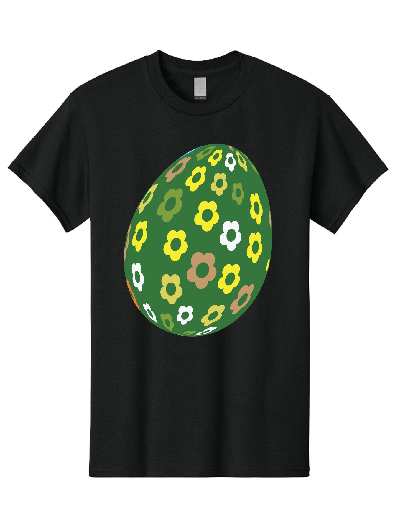 Floral-Easter-Egg-2 Men'S Graphic Tee, 100% Cotton, Comfortable Casual Summer Wear, Machine Washable, Easter Egg, Floral Pattern, Yellow Flowers, White Flowers, Green Egg, Easter Decoration, Spring Theme, Festive Design, Colorful Graphic, Aac726 9