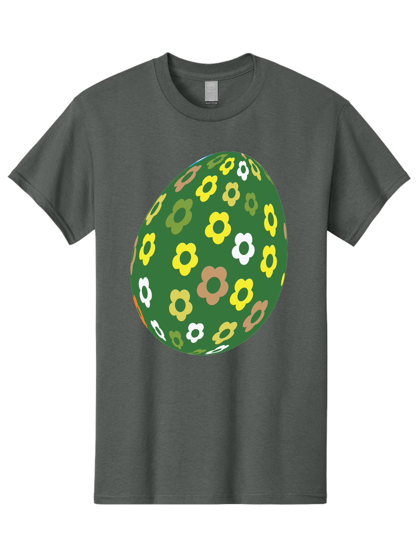 Floral-Easter-Egg-2 Men'S Graphic Tee, 100% Cotton, Comfortable Casual Summer Wear, Machine Washable, Easter Egg, Floral Pattern, Yellow Flowers, White Flowers, Green Egg, Easter Decoration, Spring Theme, Festive Design, Colorful Graphic, Aac726 23