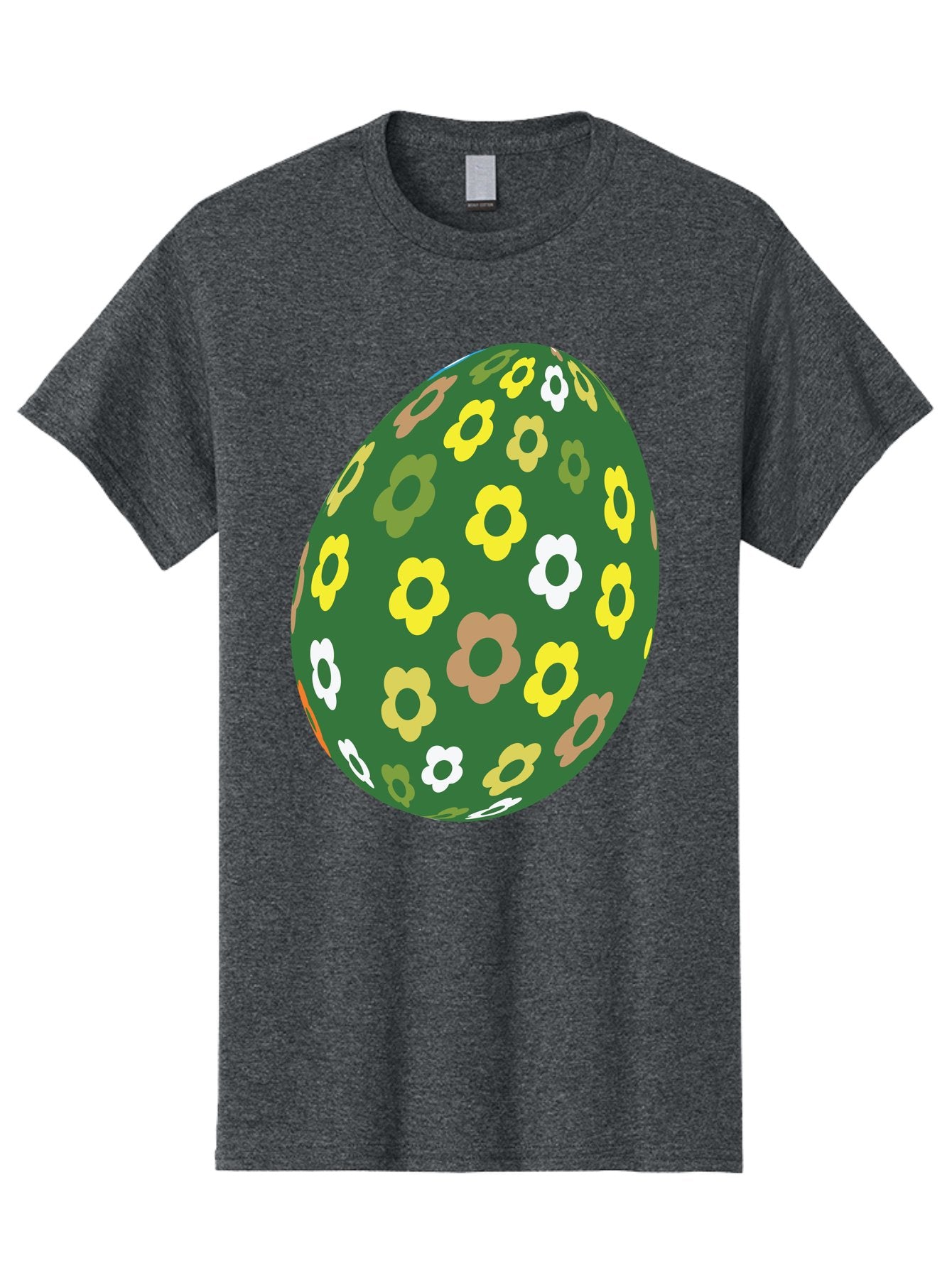 Floral-Easter-Egg-2 Men'S Graphic Tee, 100% Cotton, Comfortable Casual Summer Wear, Machine Washable, Easter Egg, Floral Pattern, Yellow Flowers, White Flowers, Green Egg, Easter Decoration, Spring Theme, Festive Design, Colorful Graphic, Aac726 10