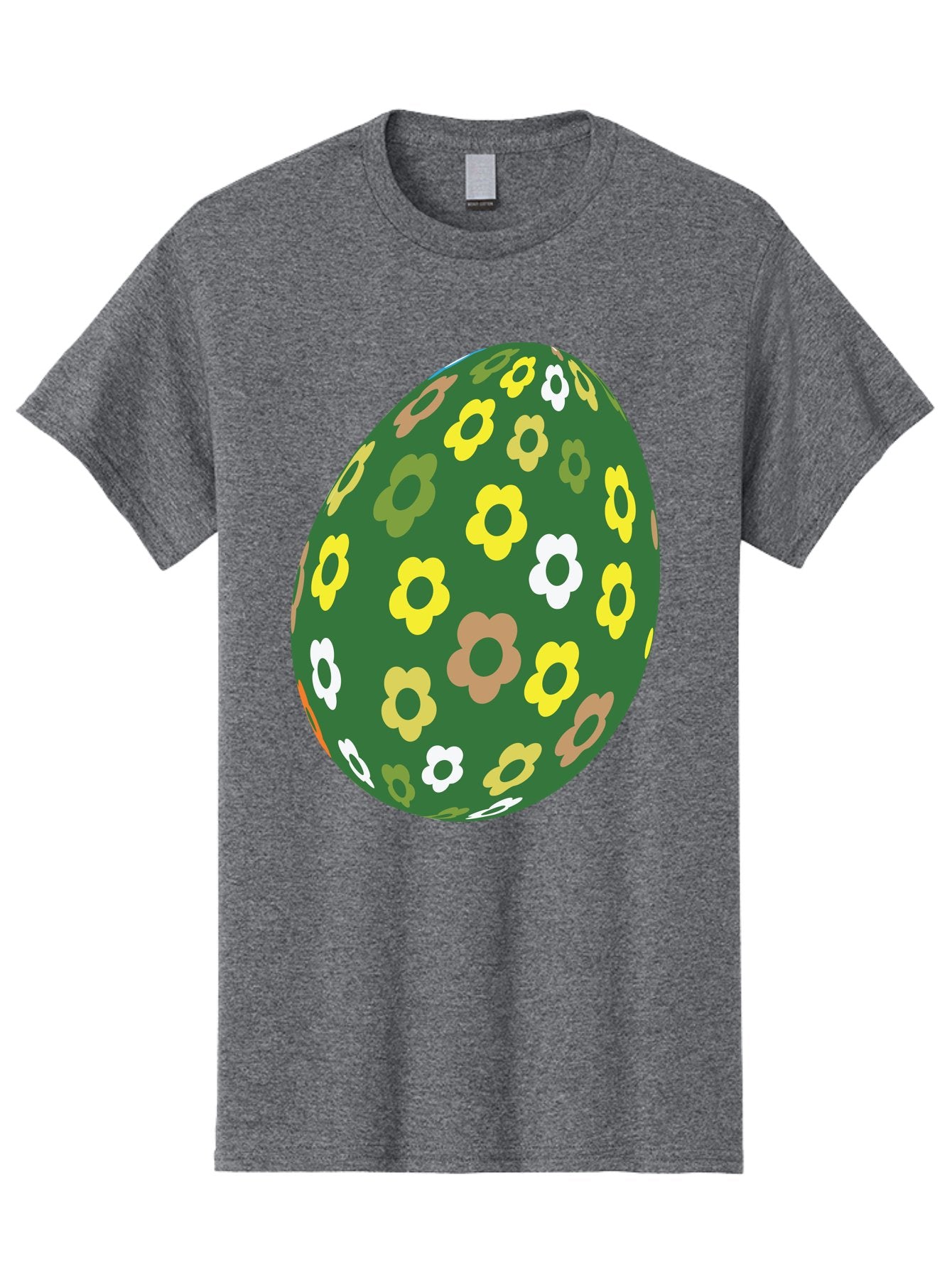 Floral-Easter-Egg-2 Men'S Graphic Tee, 100% Cotton, Comfortable Casual Summer Wear, Machine Washable, Easter Egg, Floral Pattern, Yellow Flowers, White Flowers, Green Egg, Easter Decoration, Spring Theme, Festive Design, Colorful Graphic, Aac726 11