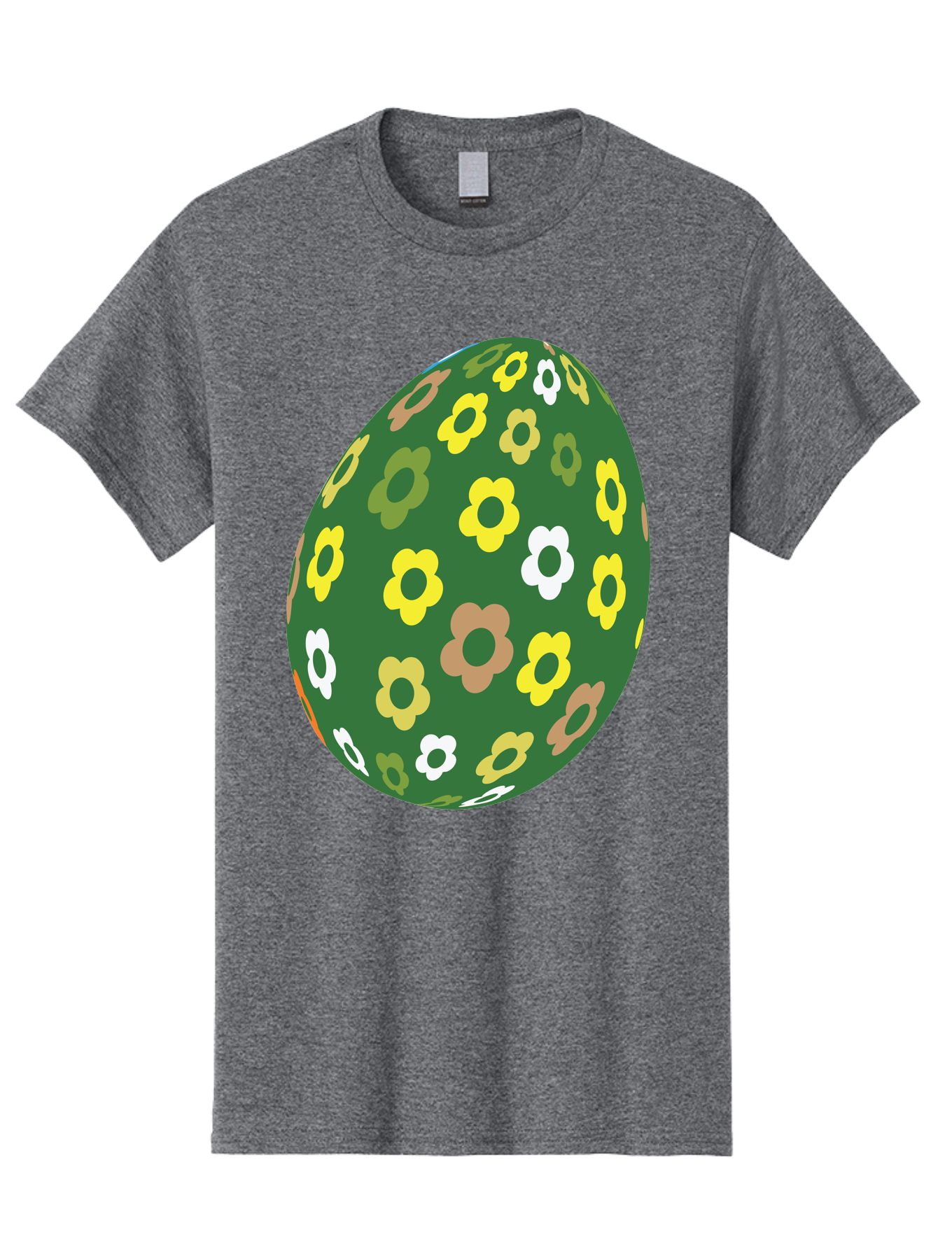 Floral-Easter-Egg-2 Men'S Graphic Tee, 100% Cotton, Comfortable Casual Summer Wear, Machine Washable, Easter Egg, Floral Pattern, Yellow Flowers, White Flowers, Green Egg, Easter Decoration, Spring Theme, Festive Design, Colorful Graphic, Aac726 7