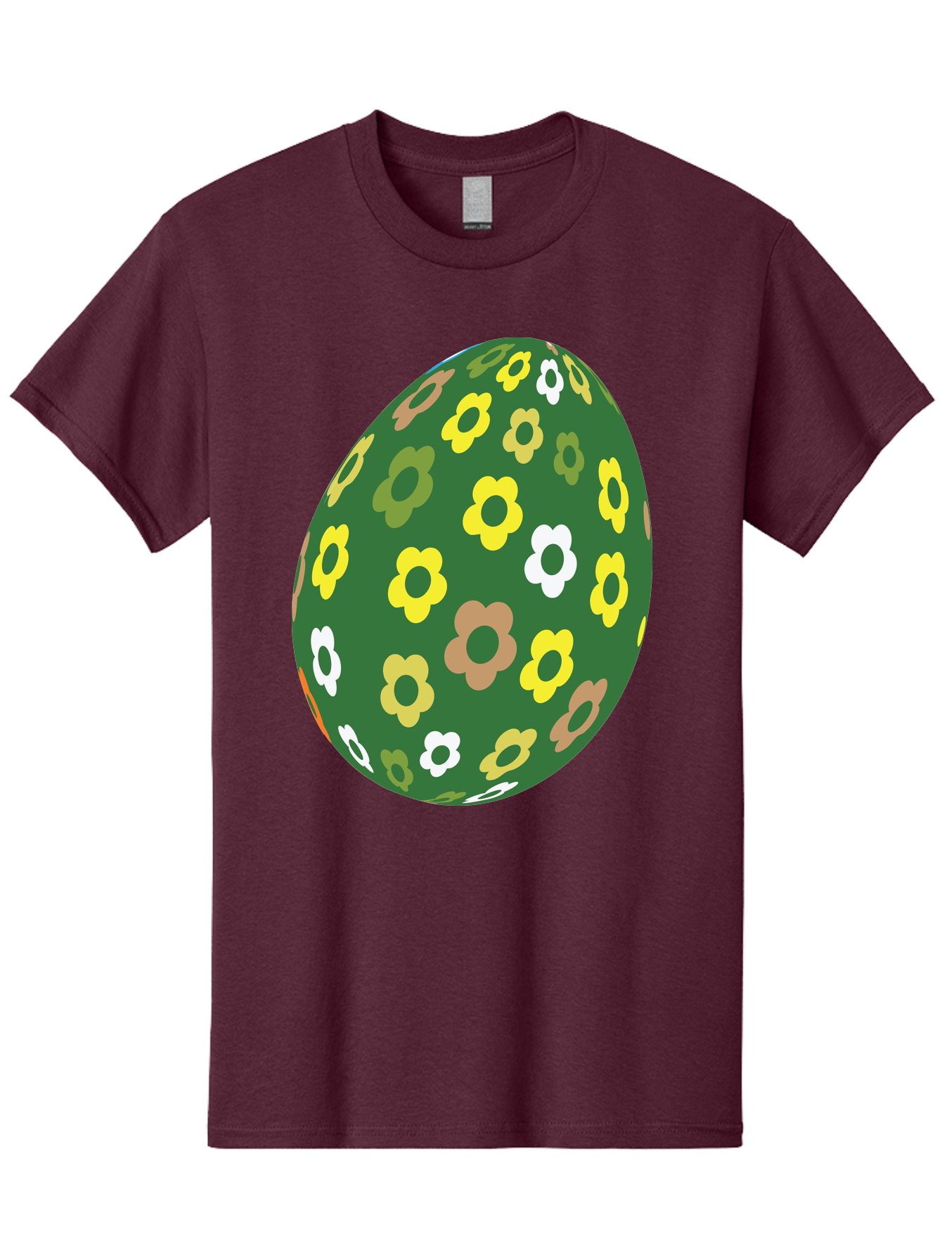 Floral-Easter-Egg-2 Men'S Graphic Tee, 100% Cotton, Comfortable Casual Summer Wear, Machine Washable, Easter Egg, Floral Pattern, Yellow Flowers, White Flowers, Green Egg, Easter Decoration, Spring Theme, Festive Design, Colorful Graphic, Aac726 13