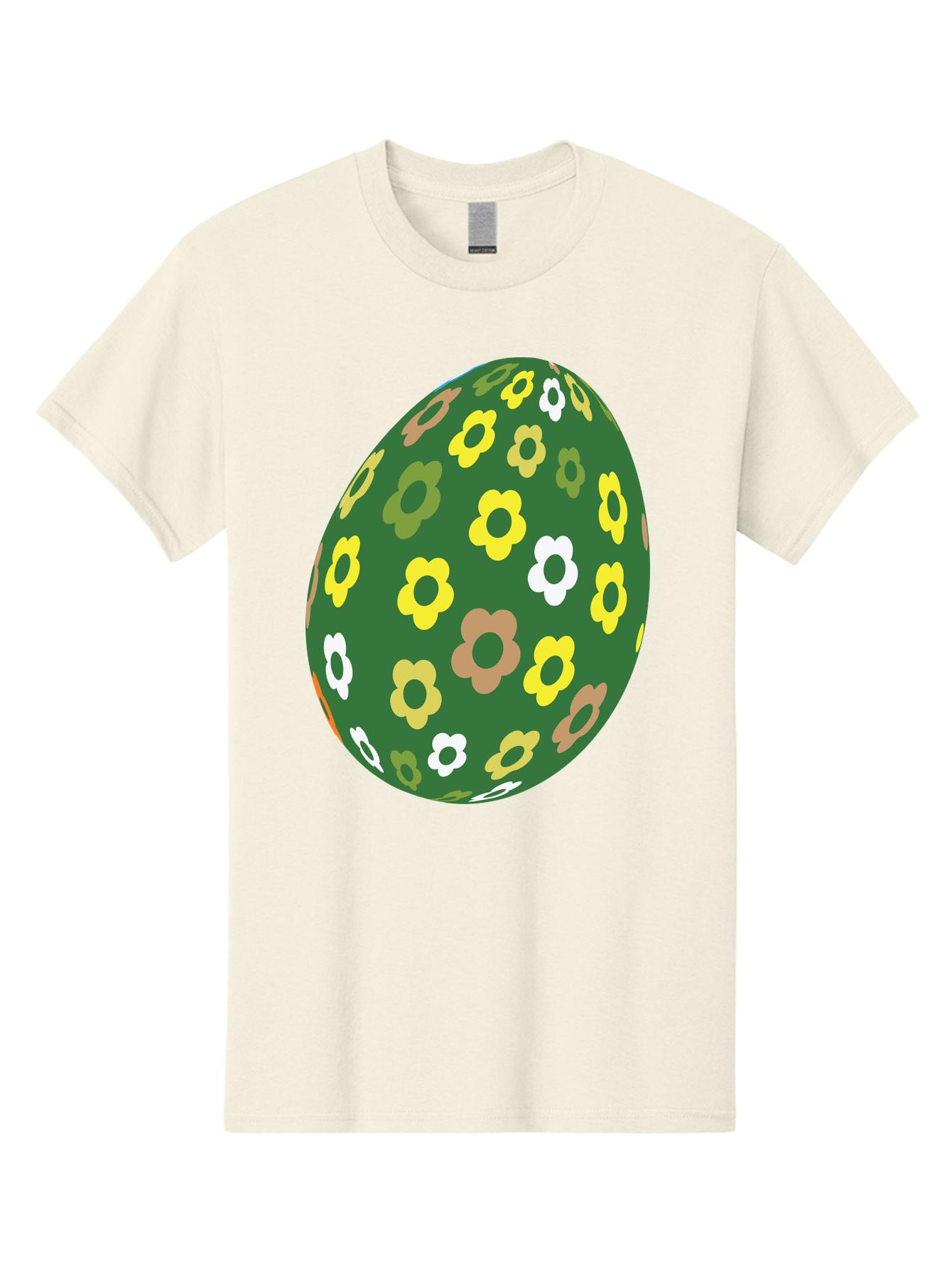 Floral-Easter-Egg-2 Men'S Graphic Tee, 100% Cotton, Comfortable Casual Summer Wear, Machine Washable, Easter Egg, Floral Pattern, Yellow Flowers, White Flowers, Green Egg, Easter Decoration, Spring Theme, Festive Design, Colorful Graphic, Aac726 17