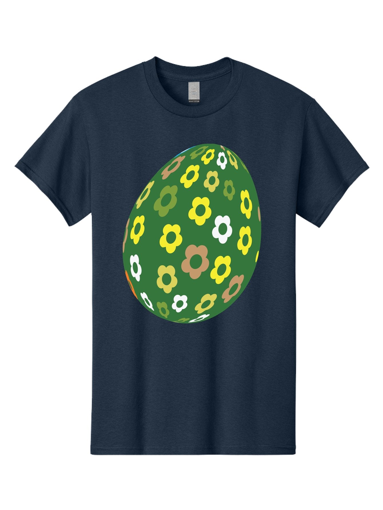 Floral-Easter-Egg-2 Men'S Graphic Tee, 100% Cotton, Comfortable Casual Summer Wear, Machine Washable, Easter Egg, Floral Pattern, Yellow Flowers, White Flowers, Green Egg, Easter Decoration, Spring Theme, Festive Design, Colorful Graphic, Aac726 13