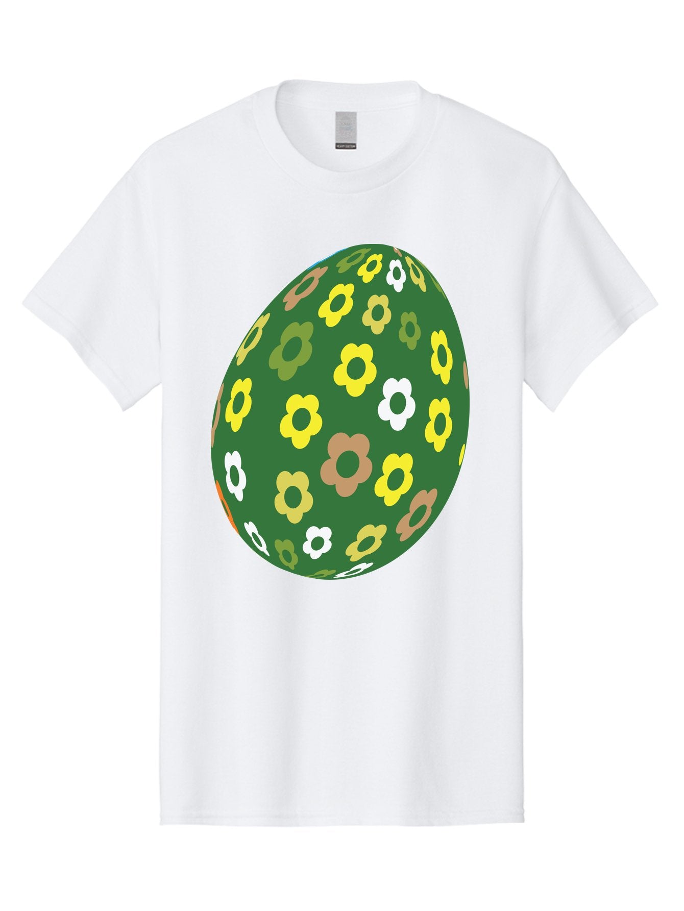 Floral-Easter-Egg-2 Men'S Graphic Tee, 100% Cotton, Comfortable Casual Summer Wear, Machine Washable, Easter Egg, Floral Pattern, Yellow Flowers, White Flowers, Green Egg, Easter Decoration, Spring Theme, Festive Design, Colorful Graphic, Aac726