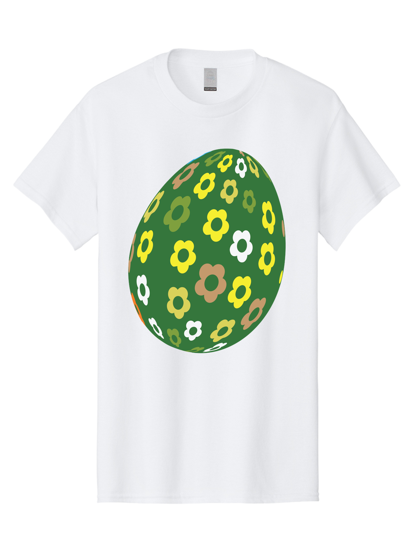 Floral-Easter-Egg-2 Men'S Graphic Tee, 100% Cotton, Comfortable Casual Summer Wear, Machine Washable, Easter Egg, Floral Pattern, Yellow Flowers, White Flowers, Green Egg, Easter Decoration, Spring Theme, Festive Design, Colorful Graphic, Aac726 19