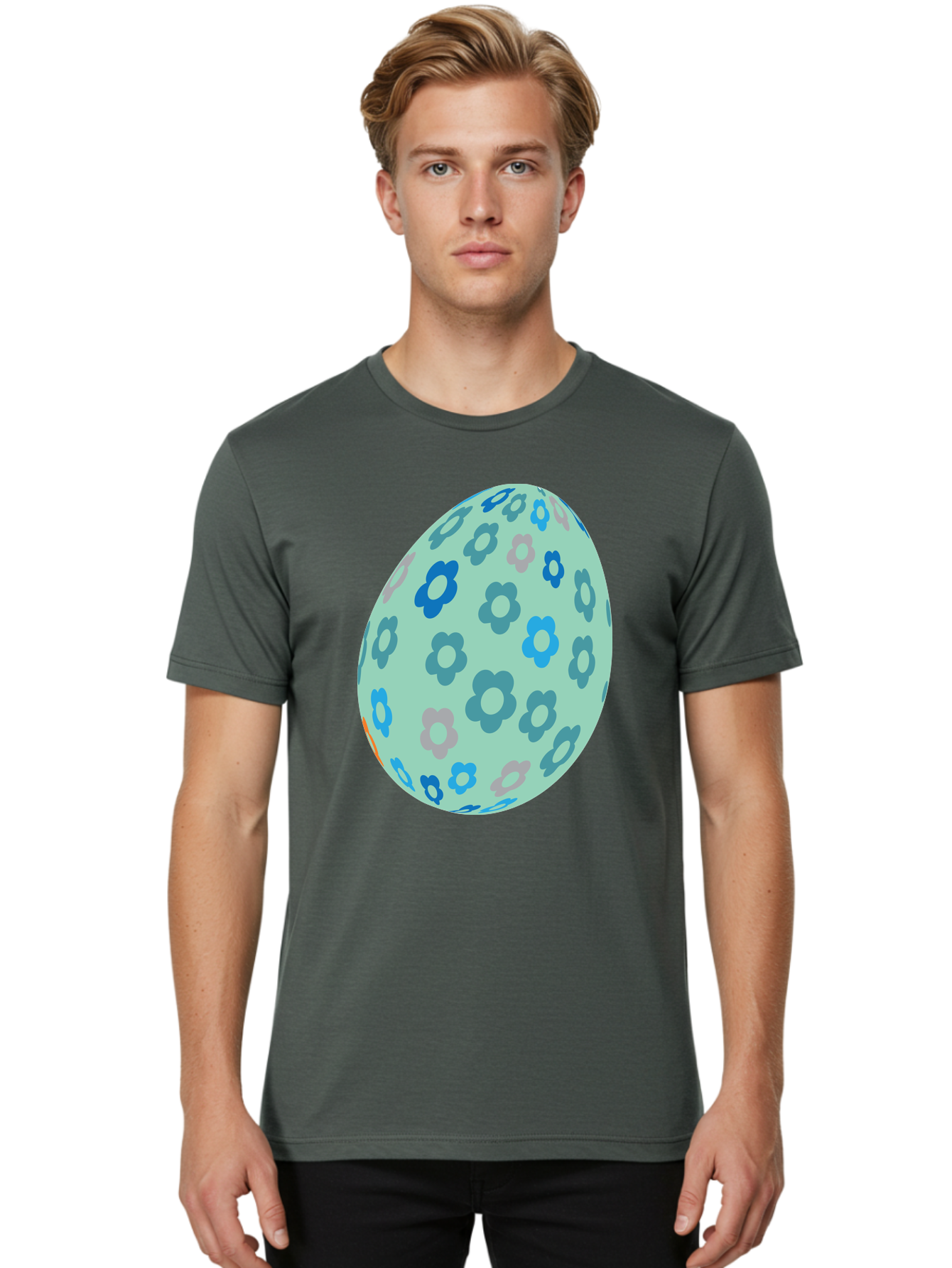 Floral-Easter-Egg-3 Men'S Graphic Tee, 100% Cotton, Comfortable Casual Summer Wear, Machine Washable, Blue Flowers, Pastel Colors, Floral Pattern, Easter Egg, Spring Theme, Decorative Design, Digital Illustration Aac727 10