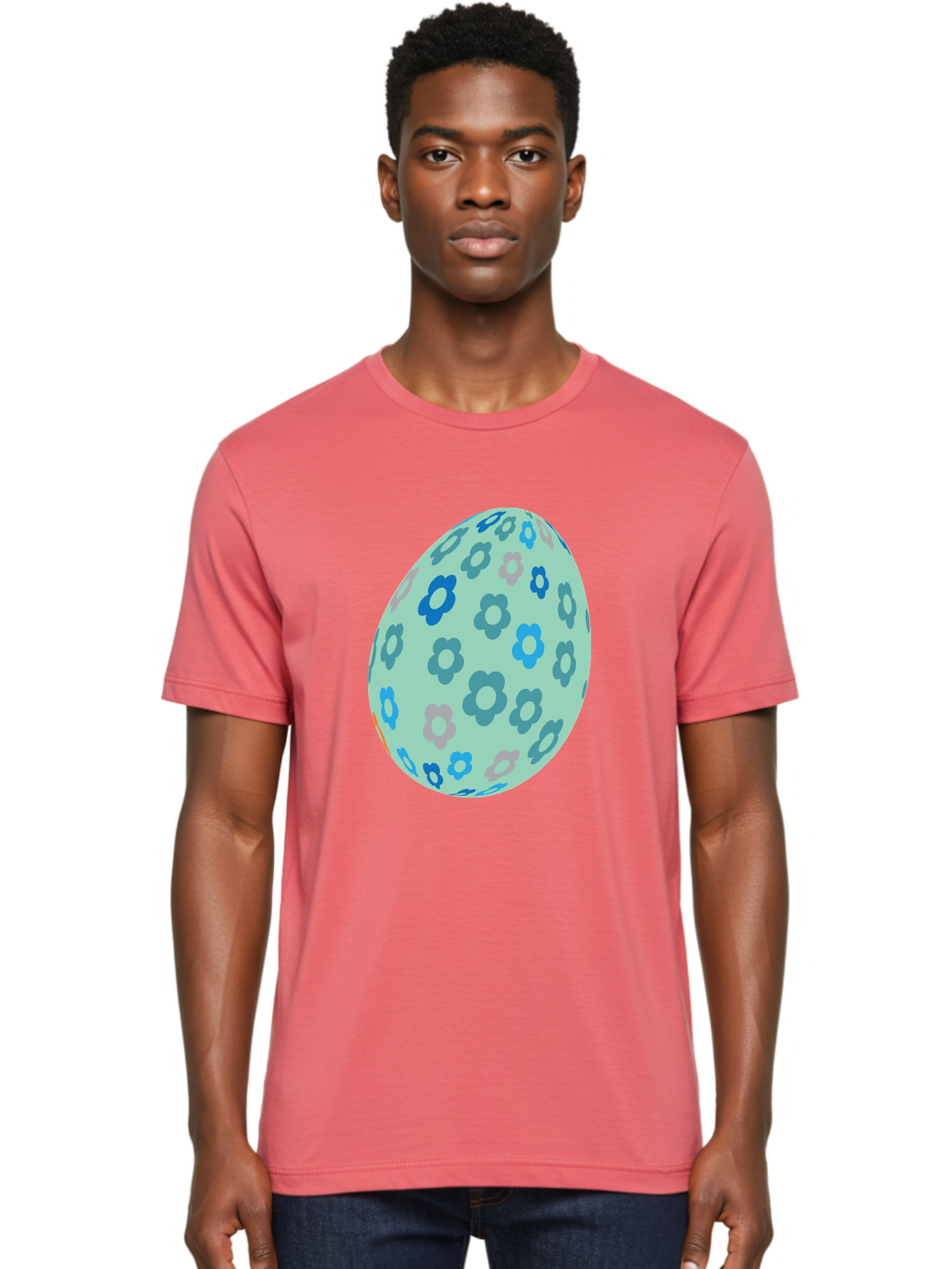 Floral-Easter-Egg-3 Men'S Graphic Tee, 100% Cotton, Comfortable Casual Summer Wear, Machine Washable, Blue Flowers, Pastel Colors, Floral Pattern, Easter Egg, Spring Theme, Decorative Design, Digital Illustration Aac727 8