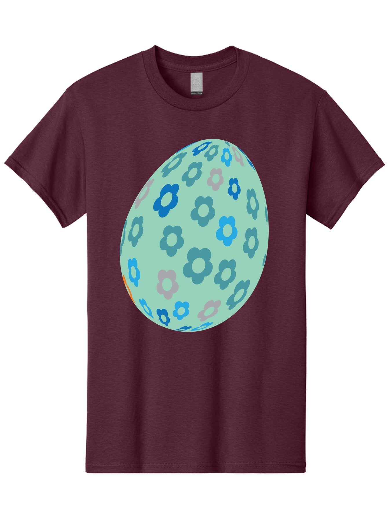 Floral-Easter-Egg-3 Men'S Graphic Tee, 100% Cotton, Comfortable Casual Summer Wear, Machine Washable, Blue Flowers, Pastel Colors, Floral Pattern, Easter Egg, Spring Theme, Decorative Design, Digital Illustration Aac727 3