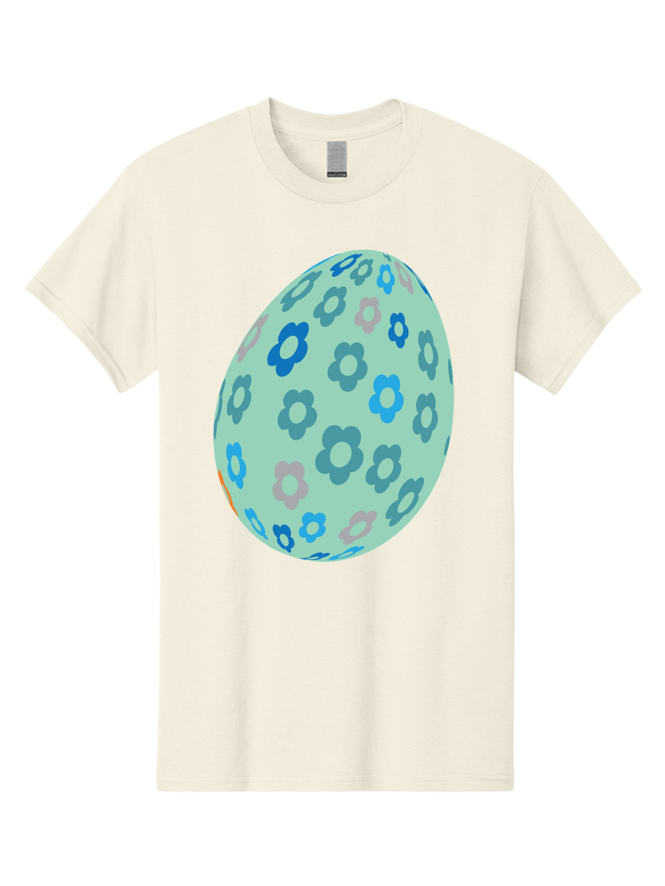 Floral-Easter-Egg-3 Men'S Graphic Tee, 100% Cotton, Comfortable Casual Summer Wear, Machine Washable, Blue Flowers, Pastel Colors, Floral Pattern, Easter Egg, Spring Theme, Decorative Design, Digital Illustration Aac727 25