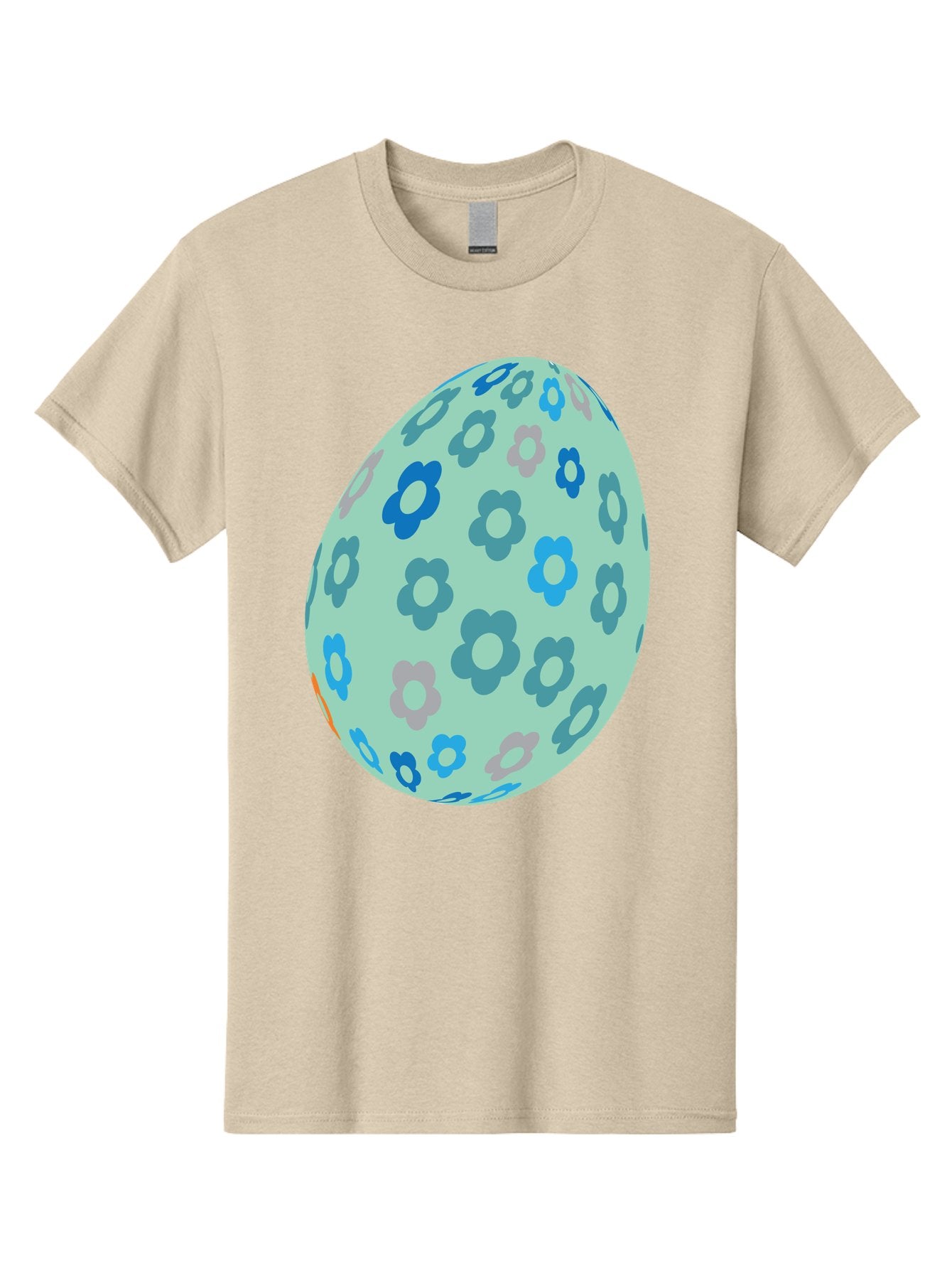 Floral-Easter-Egg-3 Men'S Graphic Tee, 100% Cotton, Comfortable Casual Summer Wear, Machine Washable, Blue Flowers, Pastel Colors, Floral Pattern, Easter Egg, Spring Theme, Decorative Design, Digital Illustration Aac727