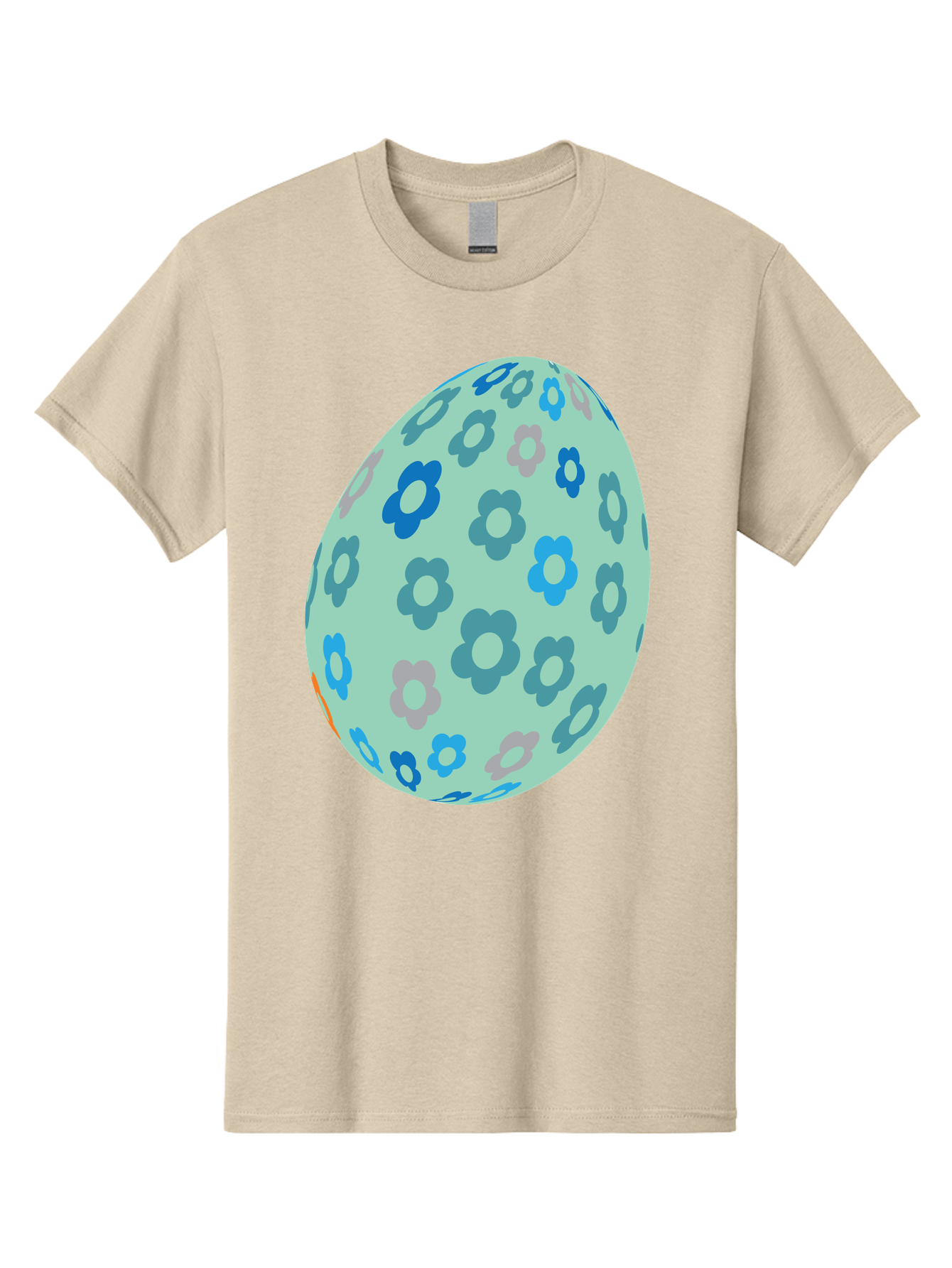 Floral-Easter-Egg-3 Men'S Graphic Tee, 100% Cotton, Comfortable Casual Summer Wear, Machine Washable, Blue Flowers, Pastel Colors, Floral Pattern, Easter Egg, Spring Theme, Decorative Design, Digital Illustration Aac727 19