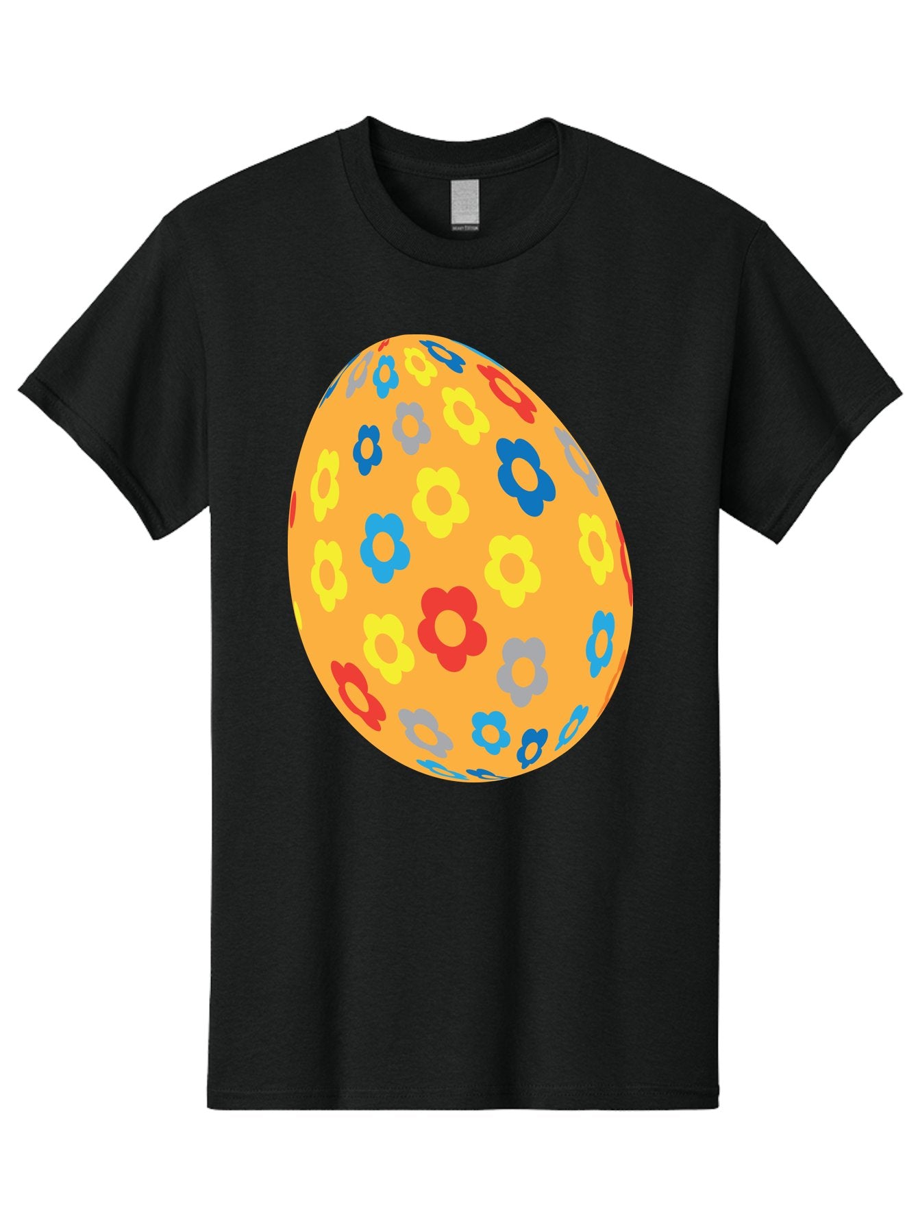 Floral-Easter-Egg Men'S Graphic Tee, 100% Cotton, Comfortable Casual Summer Wear, Machine Washable, Orange Easter Egg, Colorful Flowers, Decorative Pattern, Festive Design, Spring Theme, Vibrant Colors, Easter Decoration, Floral Motif Aac728 9