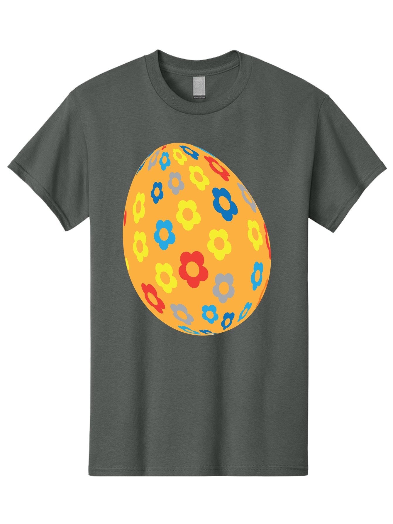 Floral-Easter-Egg Men'S Graphic Tee, 100% Cotton, Comfortable Casual Summer Wear, Machine Washable, Orange Easter Egg, Colorful Flowers, Decorative Pattern, Festive Design, Spring Theme, Vibrant Colors, Easter Decoration, Floral Motif Aac728 7