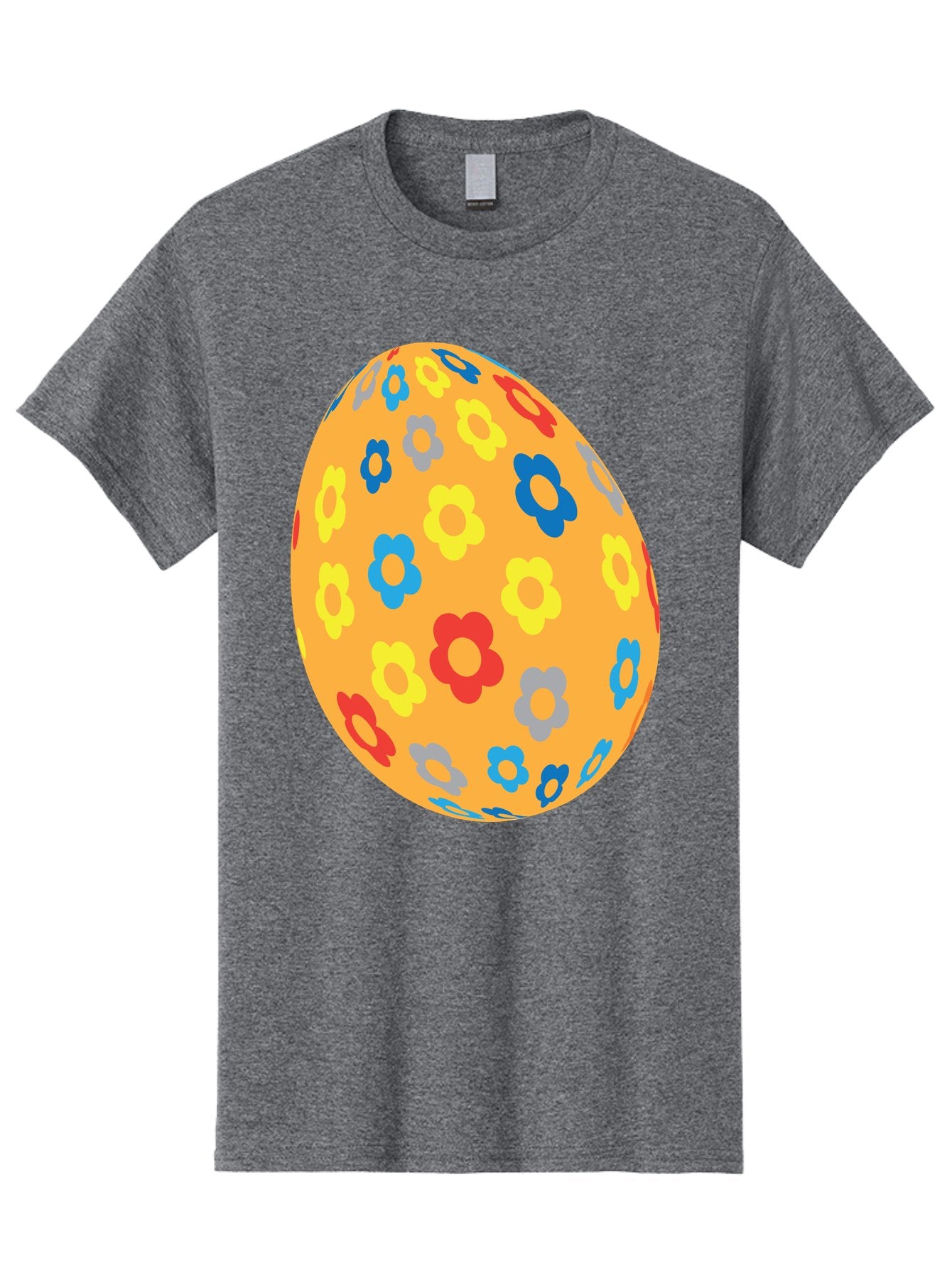 Floral-Easter-Egg Men'S Graphic Tee, 100% Cotton, Comfortable Casual Summer Wear, Machine Washable, Orange Easter Egg, Colorful Flowers, Decorative Pattern, Festive Design, Spring Theme, Vibrant Colors, Easter Decoration, Floral Motif Aac728 5